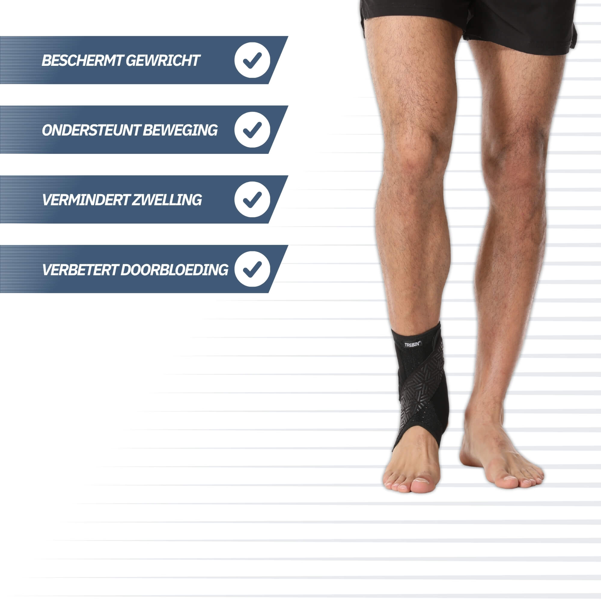 Trebin Enkelbrace met Fiber Versteviging – Zwart