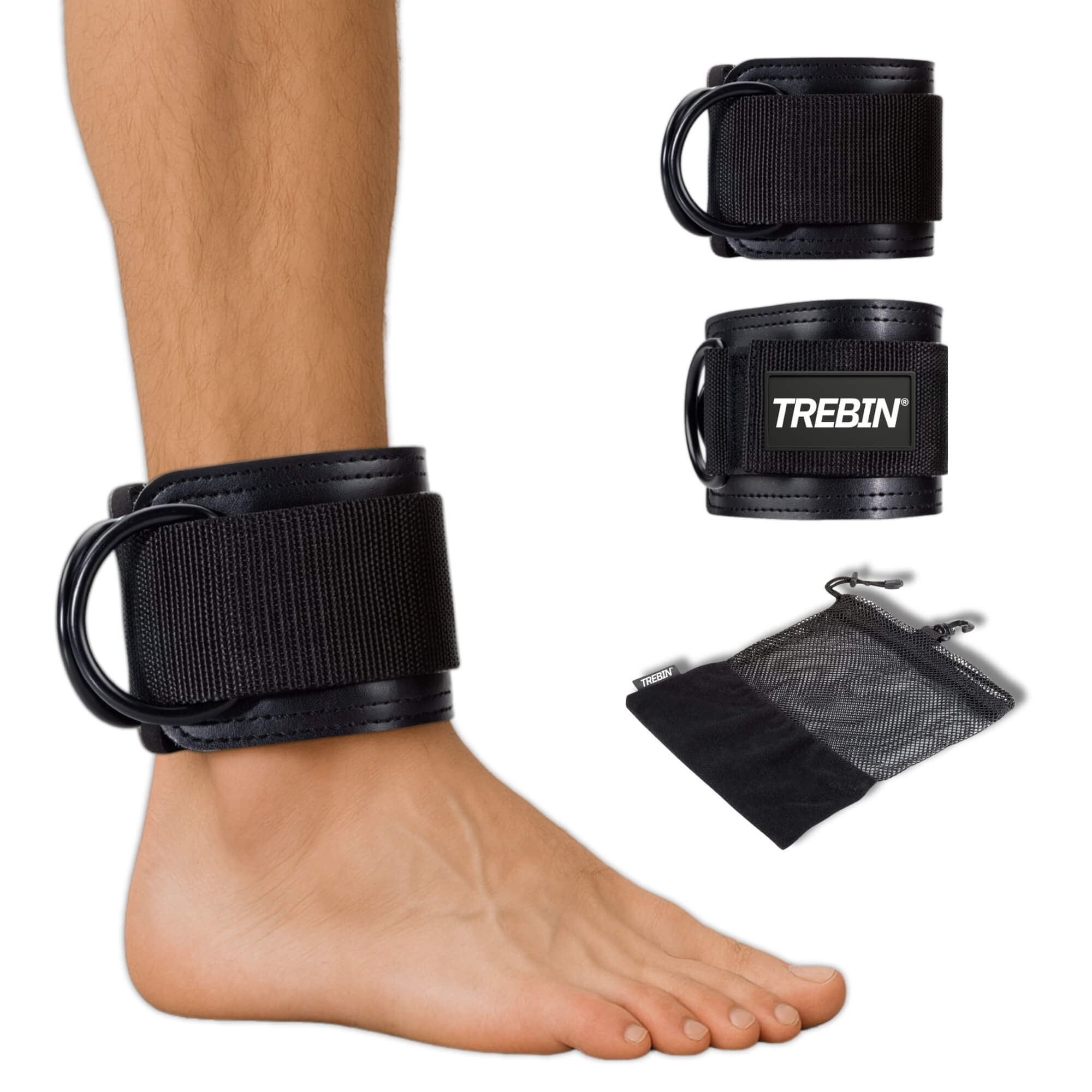 Trebin Enkelbanden voor Fitness - Set van 2, One Size, Zwart