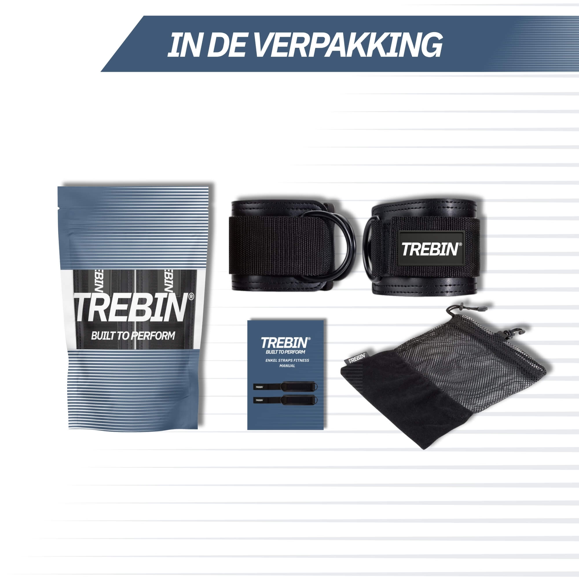 Trebin Enkelbanden voor Fitness - Set van 2, One Size, Zwart