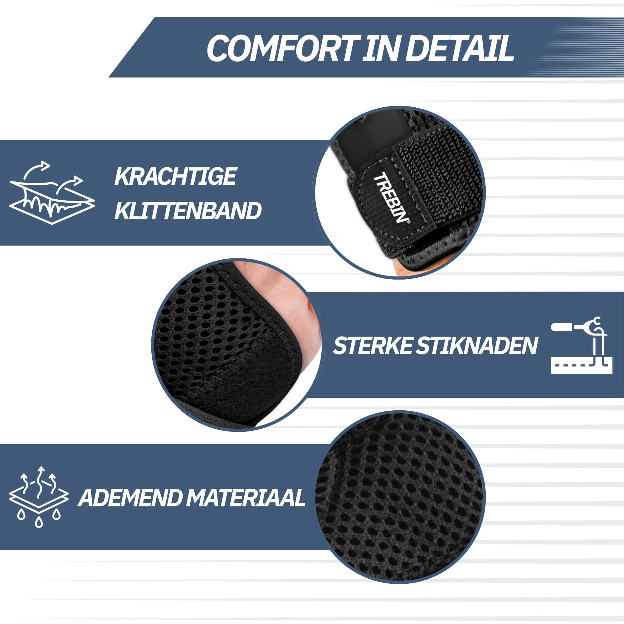 Trebin Universele Duim Brace - Zwart - One Size