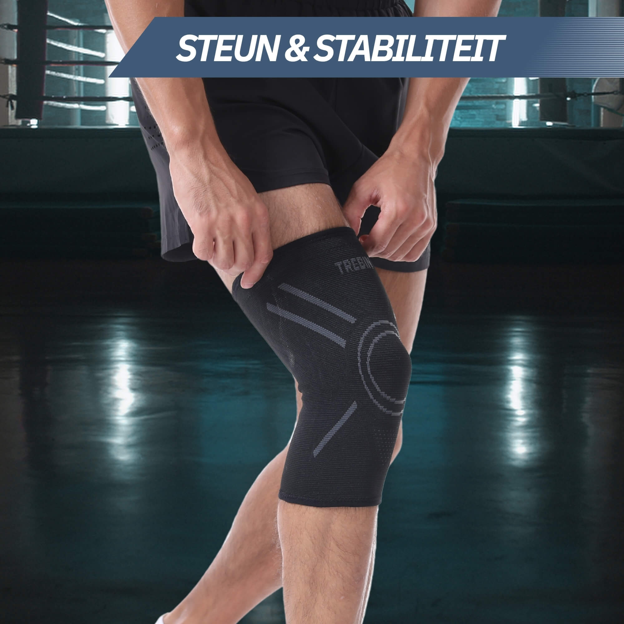 Trebin Kniebrace met Anti-Slip - Zwart/Grijs
