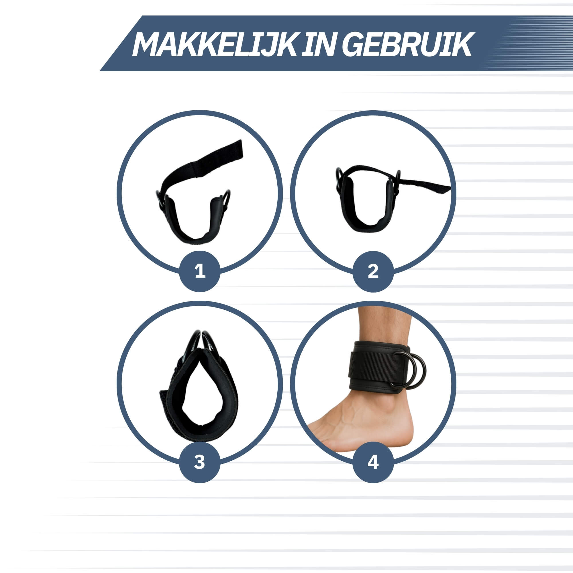Trebin Enkelbanden voor Fitness - Set van 2, One Size, Zwart