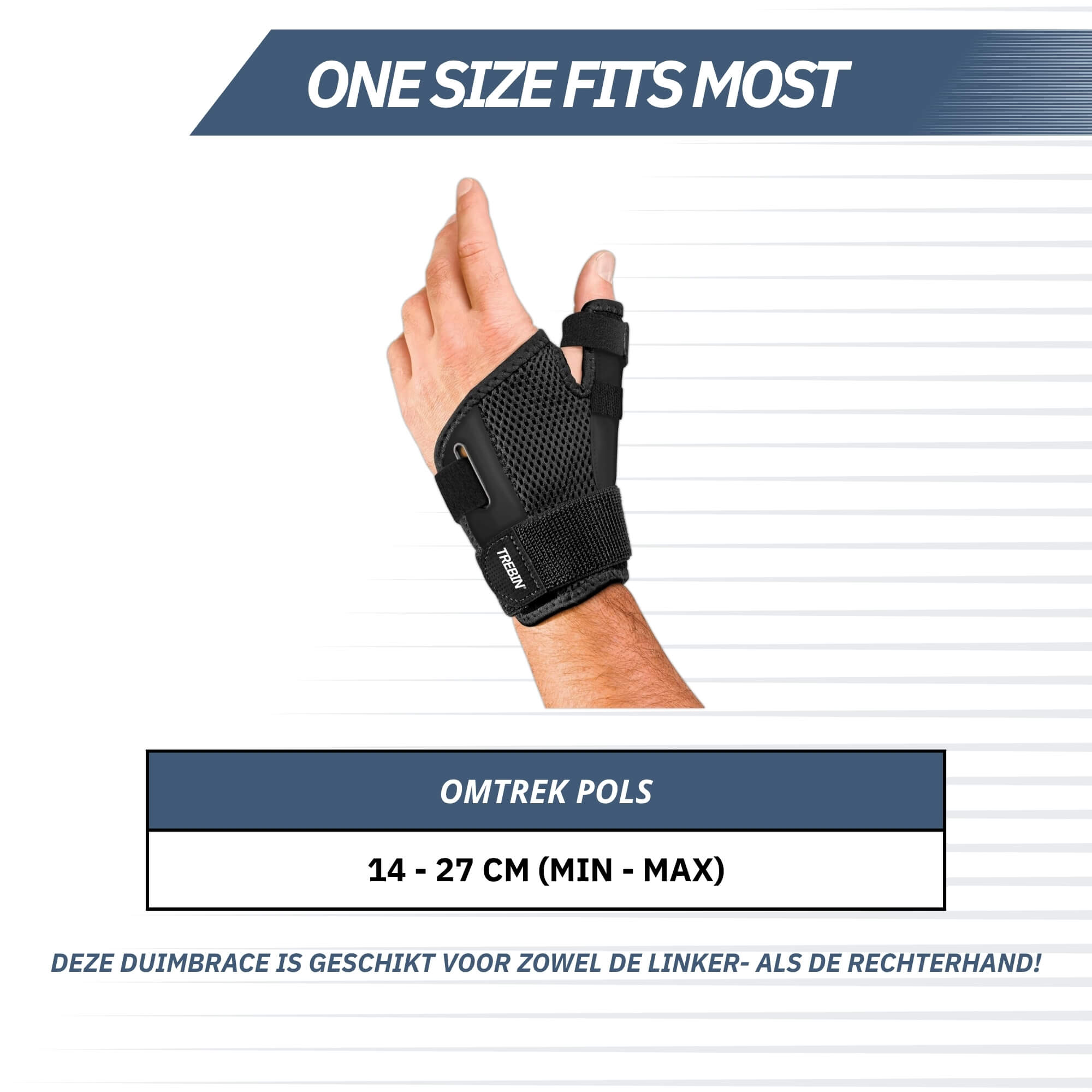 Trebin Universele Duim Brace - Zwart - One Size