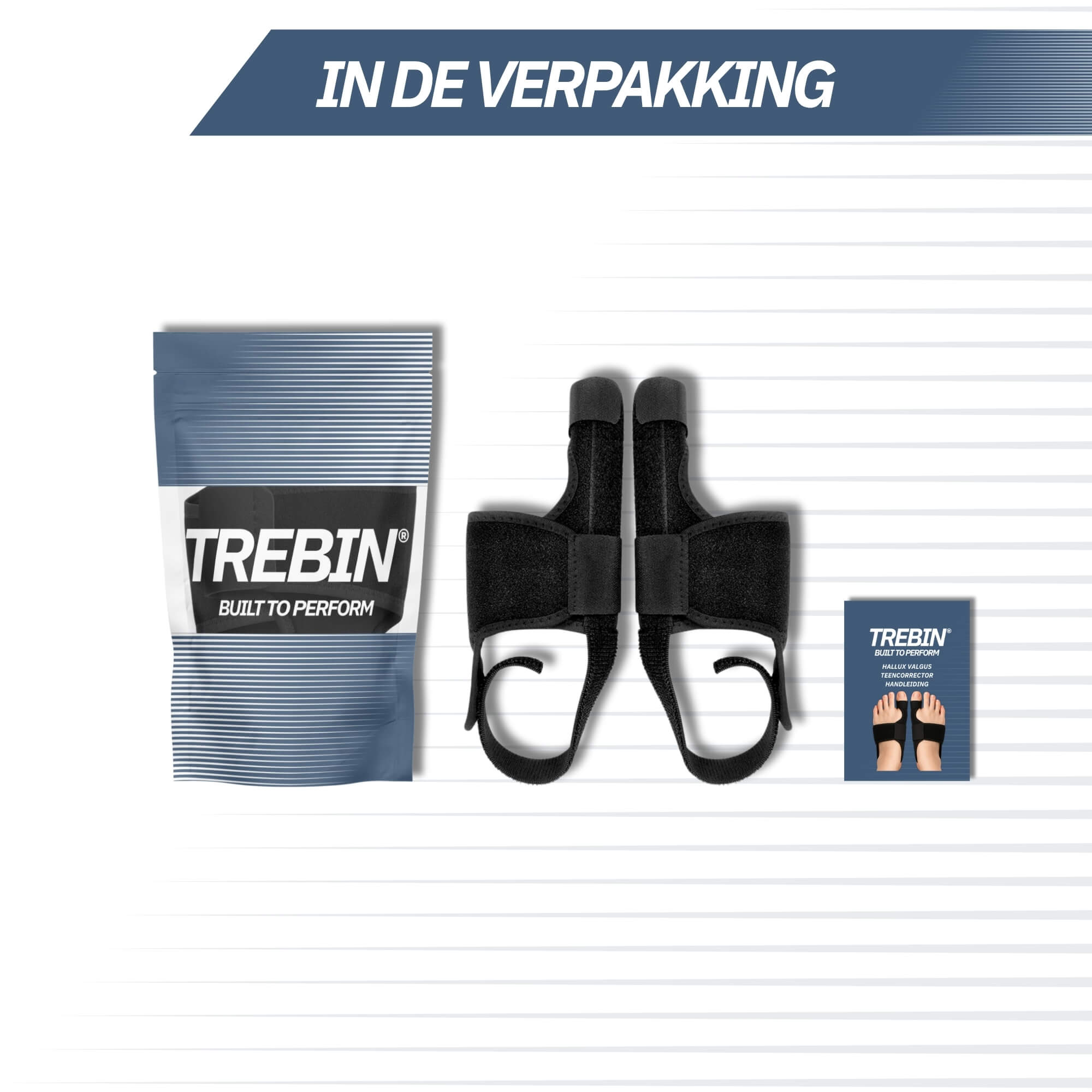 Trebin Hallux Valgus Teencorrector – Set van 2, One Size, Zwart
