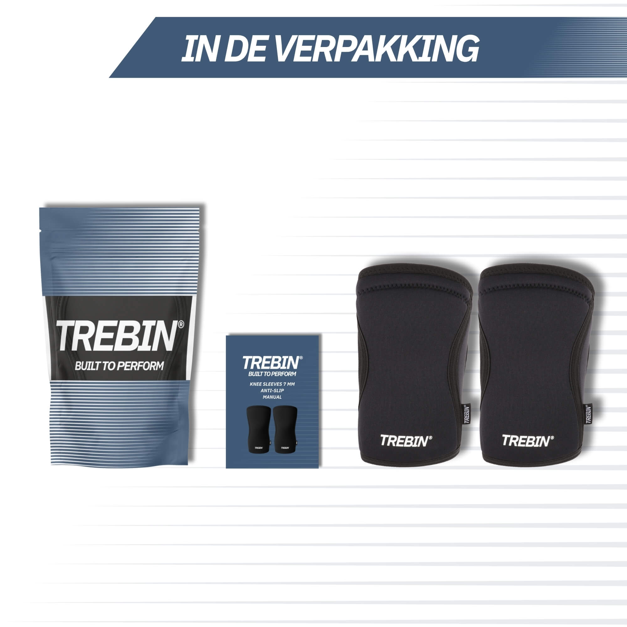 Trebin Kneesleeves 7mm, Zwart, 1 Paar