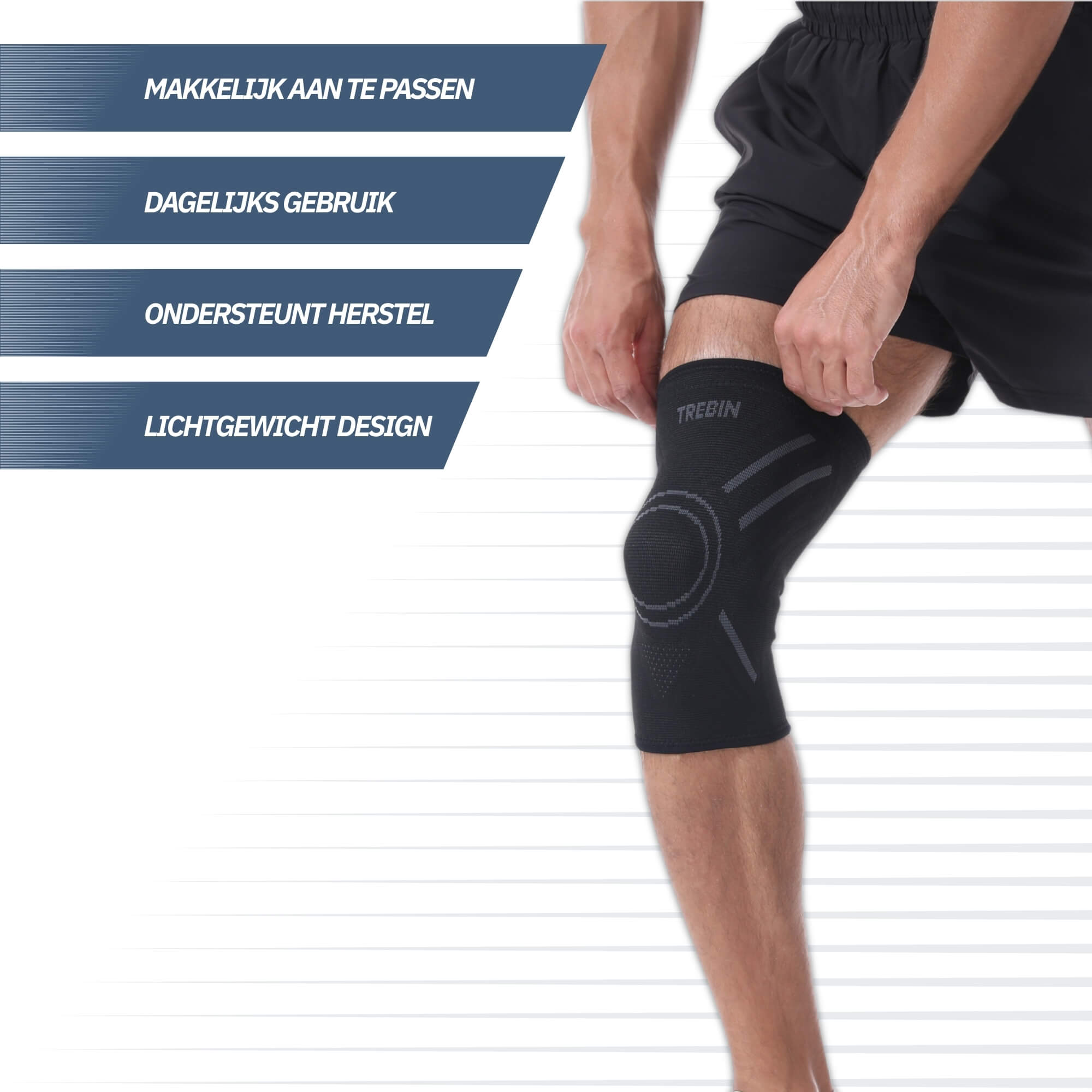 Trebin Kniebrace met Anti-Slip - Zwart/Grijs