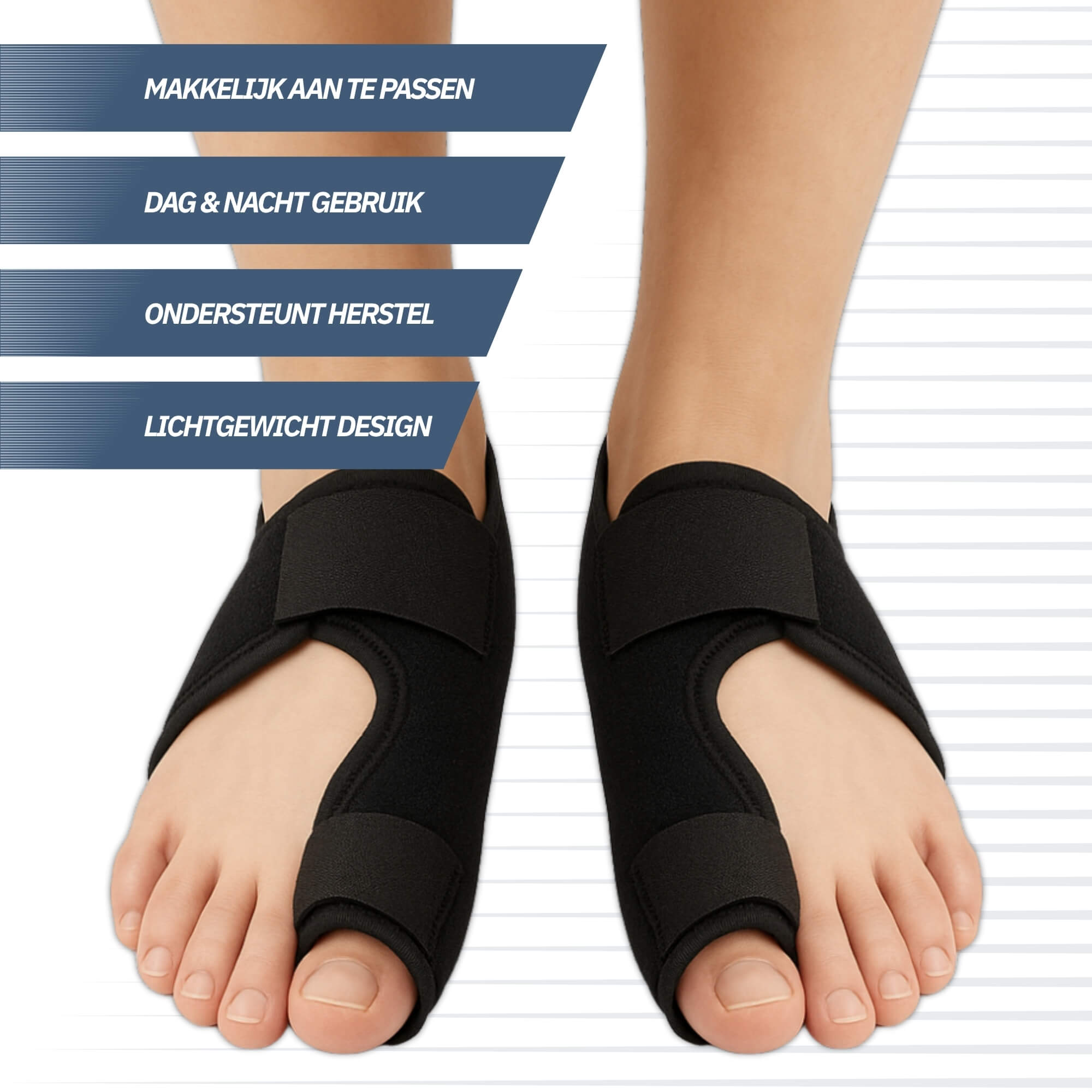 Trebin Hallux Valgus Teencorrector – Set van 2, One Size, Zwart