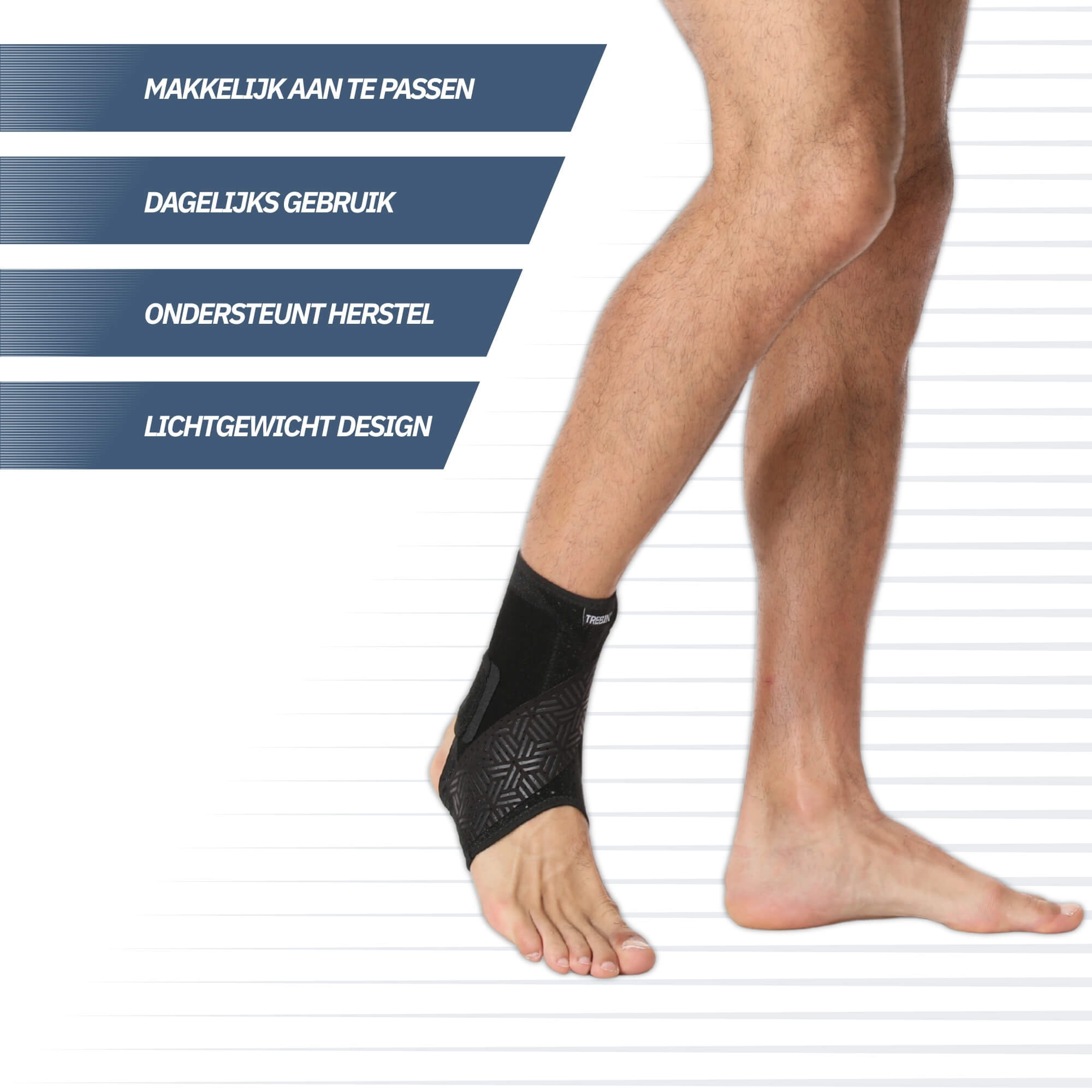 Trebin Enkelbrace met Fiber Versteviging – Zwart