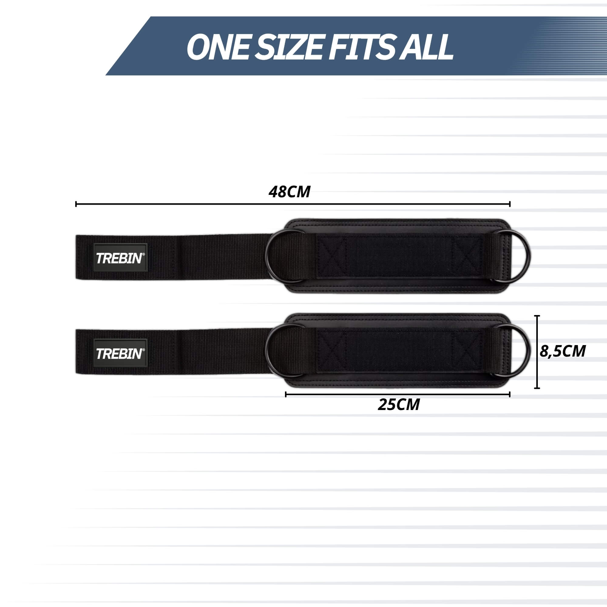 Trebin Enkelbanden voor Fitness - Set van 2, One Size, Zwart