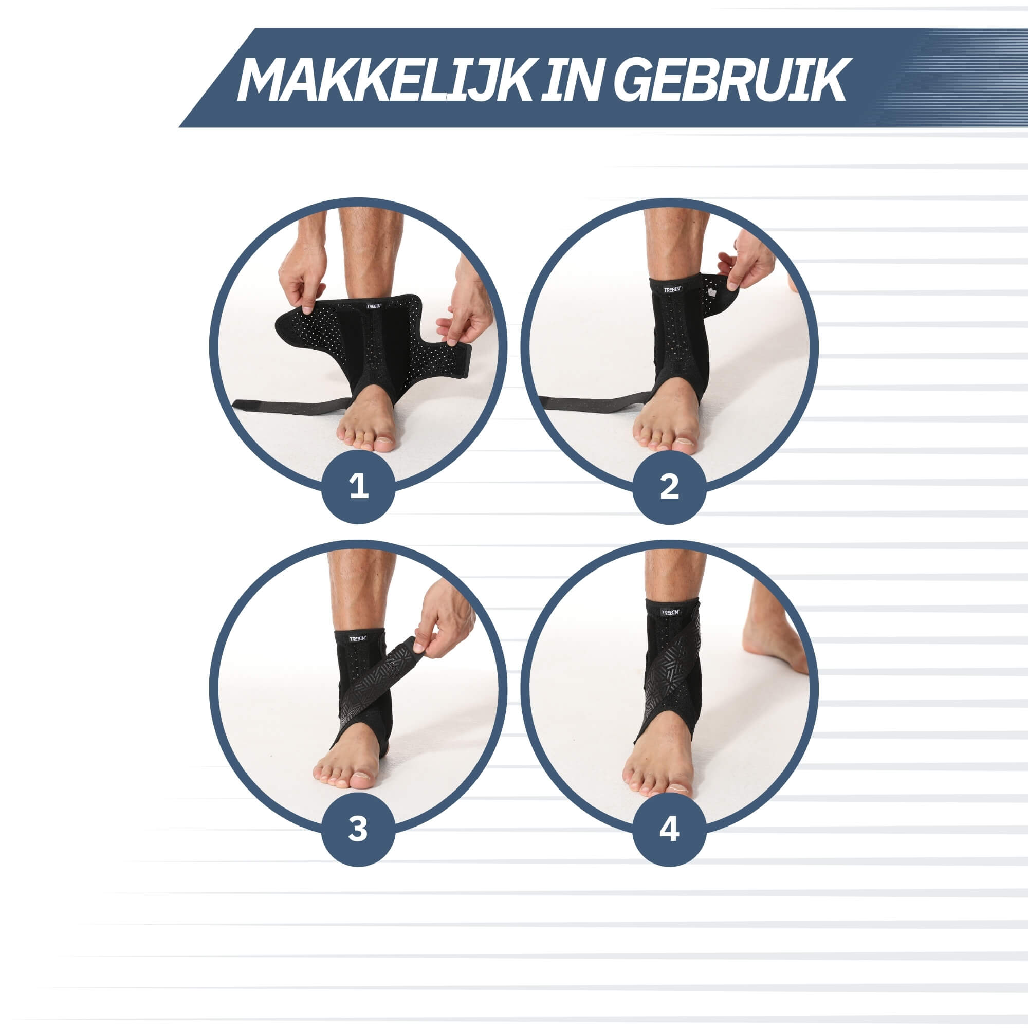 Trebin Enkelbrace met Fiber Versteviging – Zwart