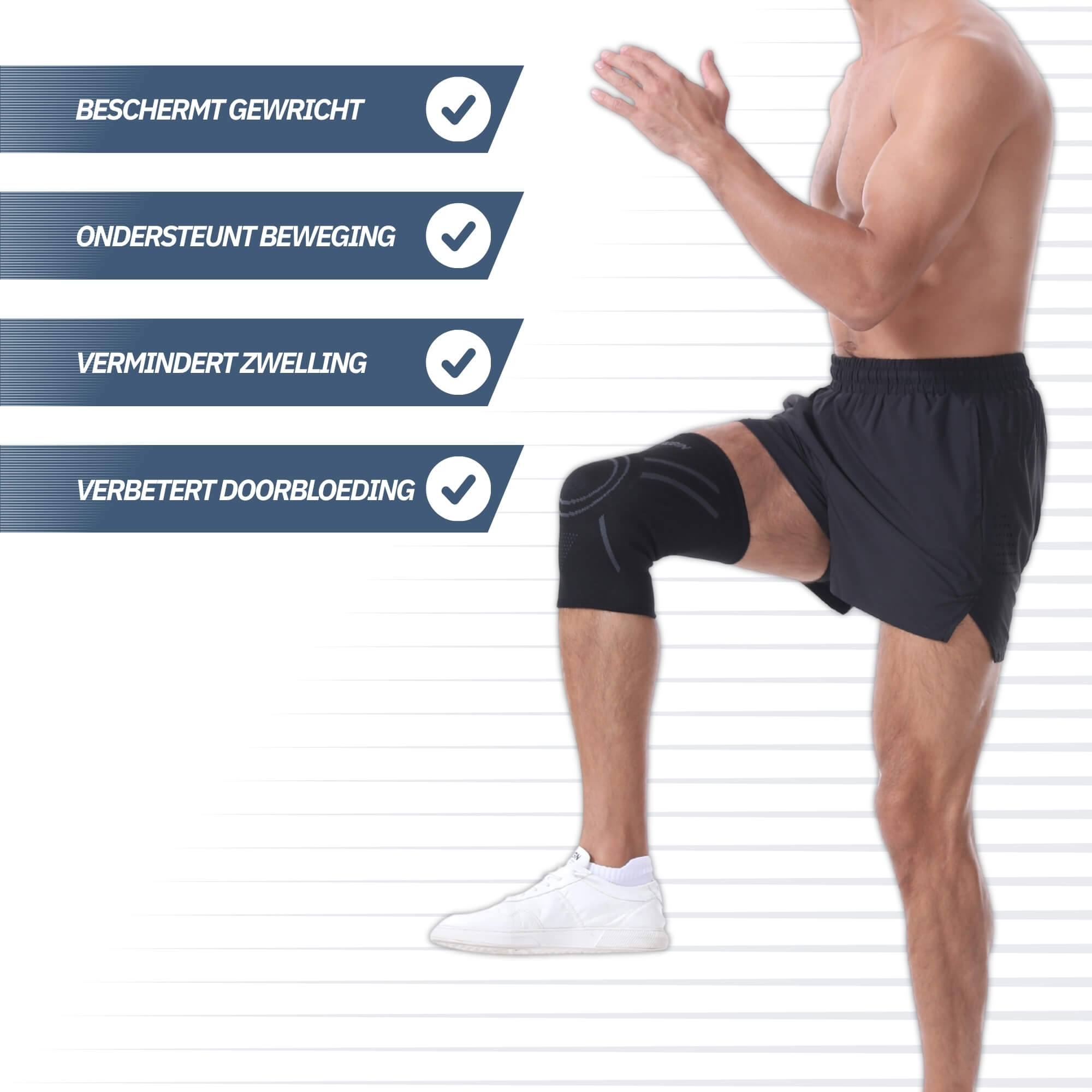 Trebin Kniebrace met Anti-Slip - Zwart/Grijs
