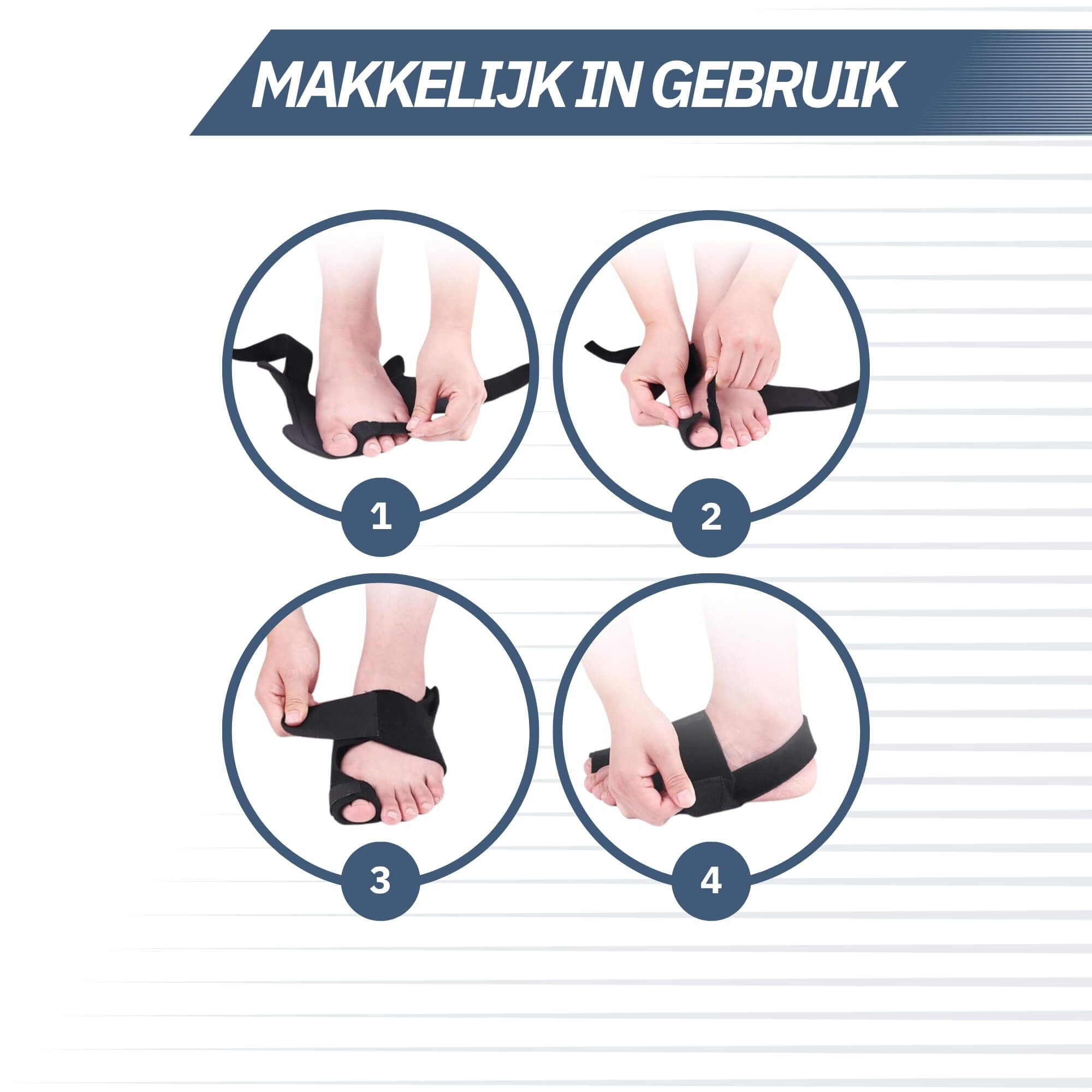 Trebin Hallux Valgus Teencorrector – Set van 2, One Size, Zwart