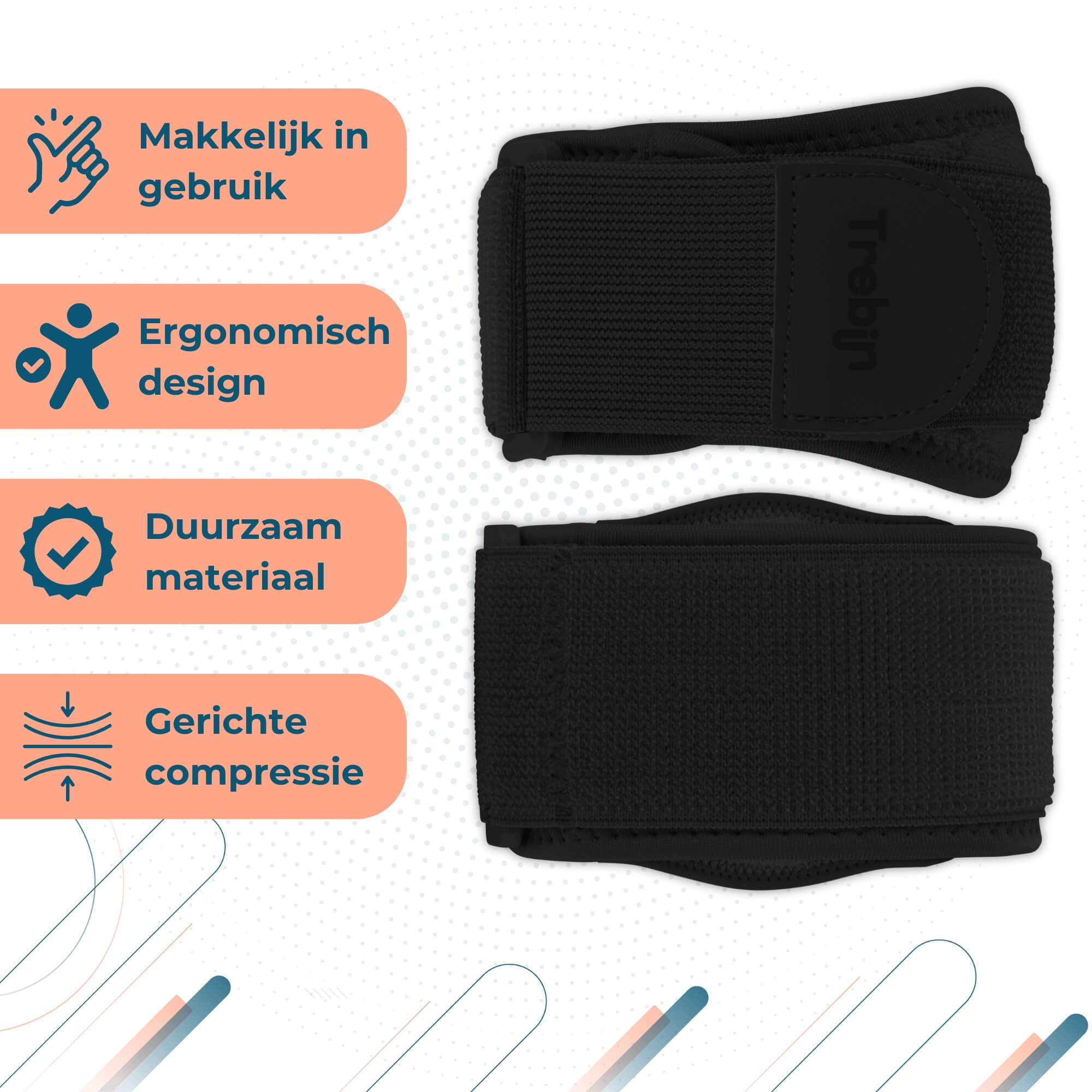 Trebin Elleboogbrace – Zwart, One Size