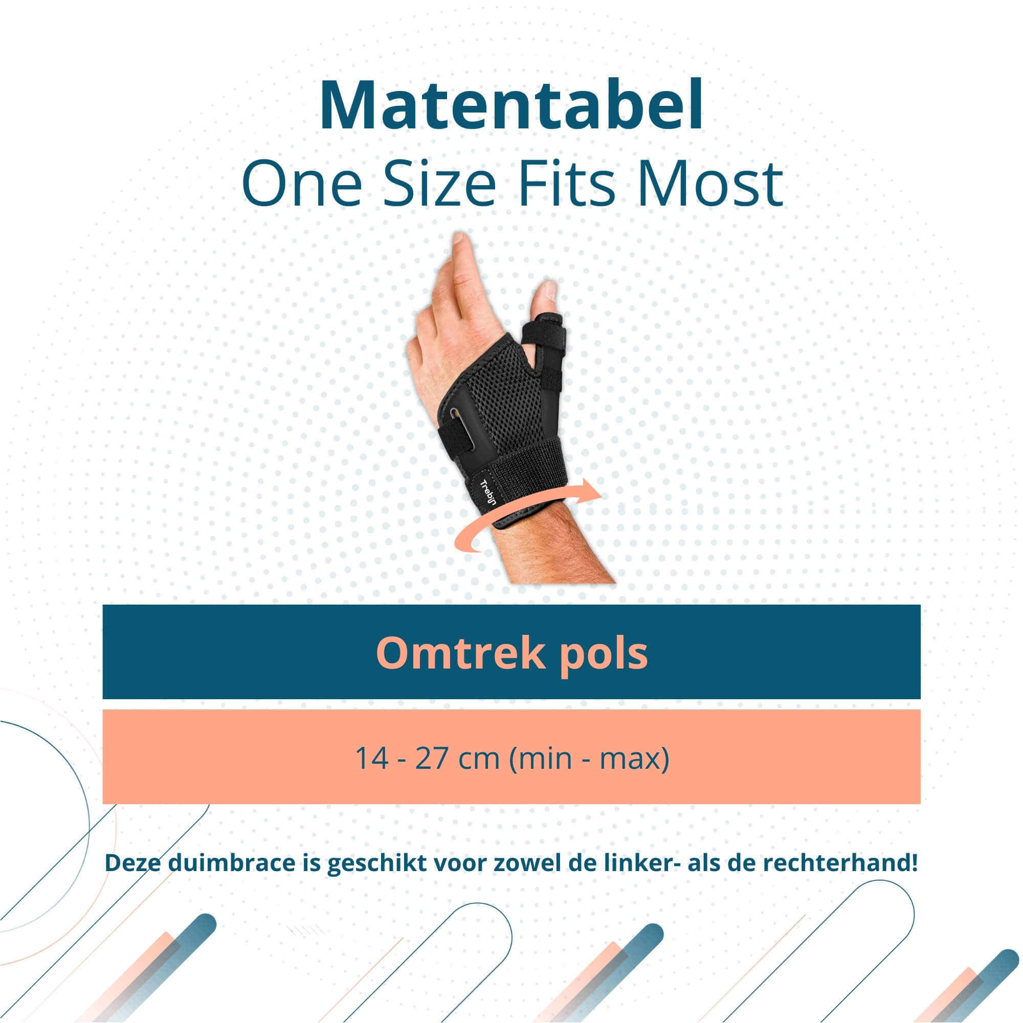 Trebin Universele Duim Brace - Zwart - One Size