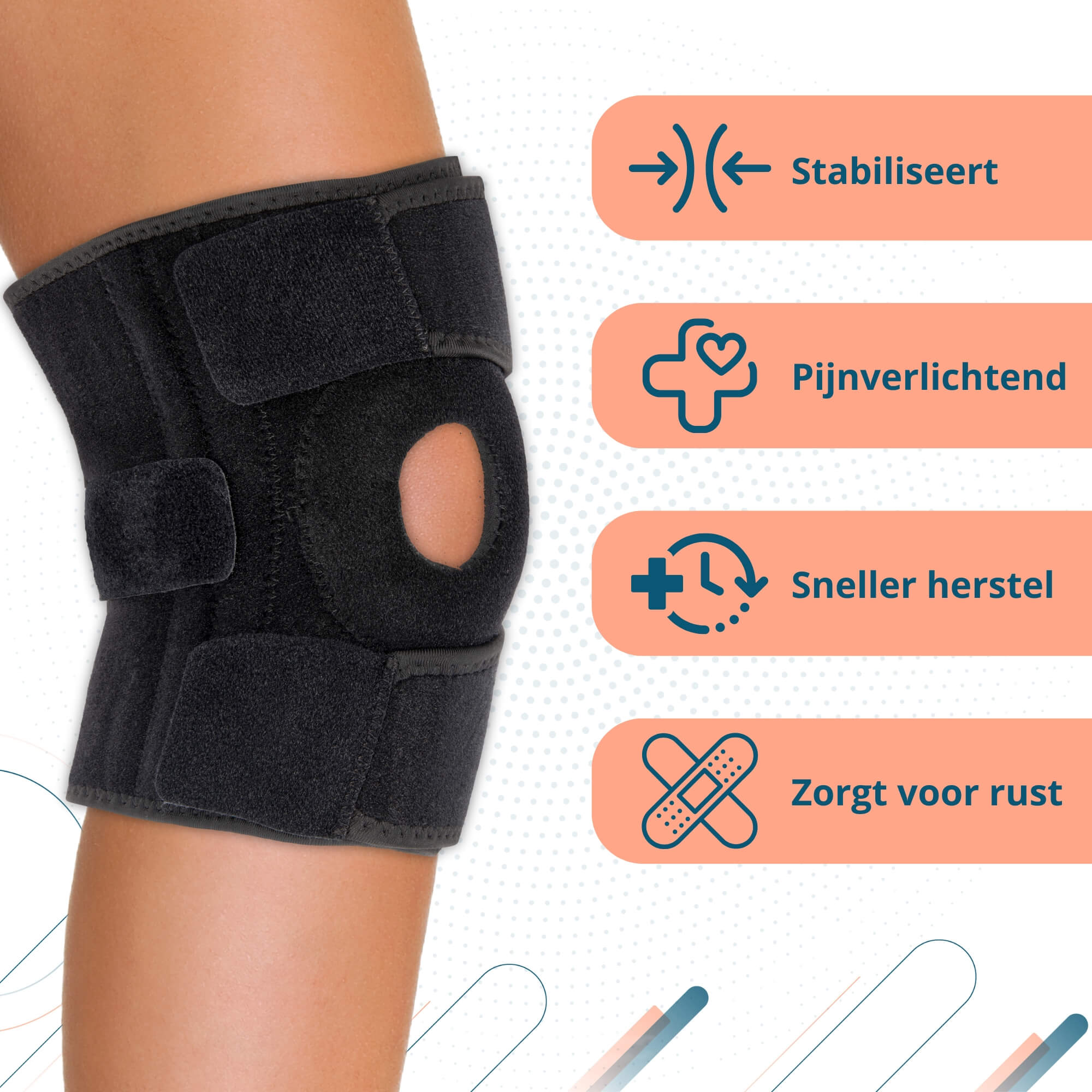 Trebin Kniebrace - Zwart - One Size