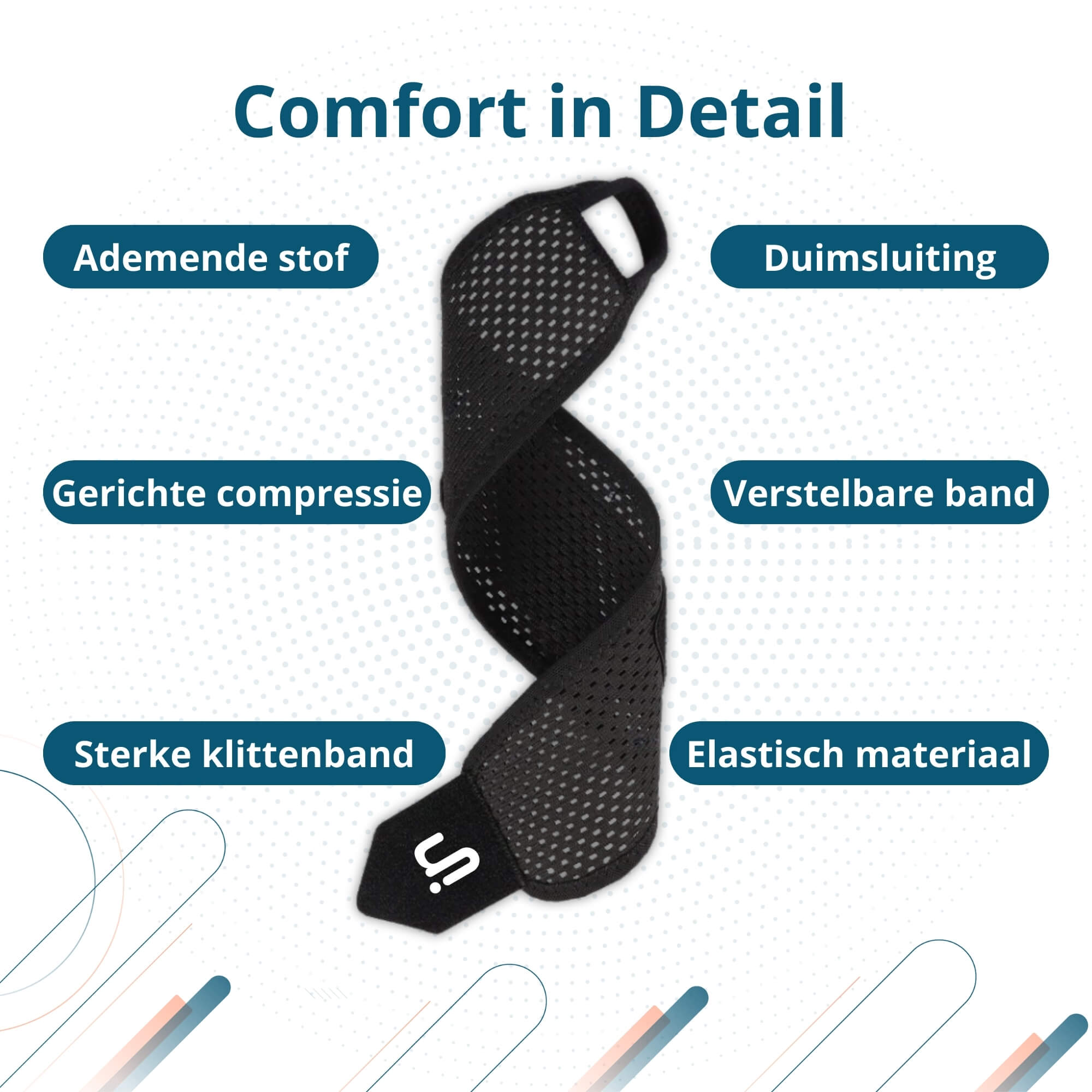 Trebin Lichtgewicht Pols Brace - Zwart, One Size
