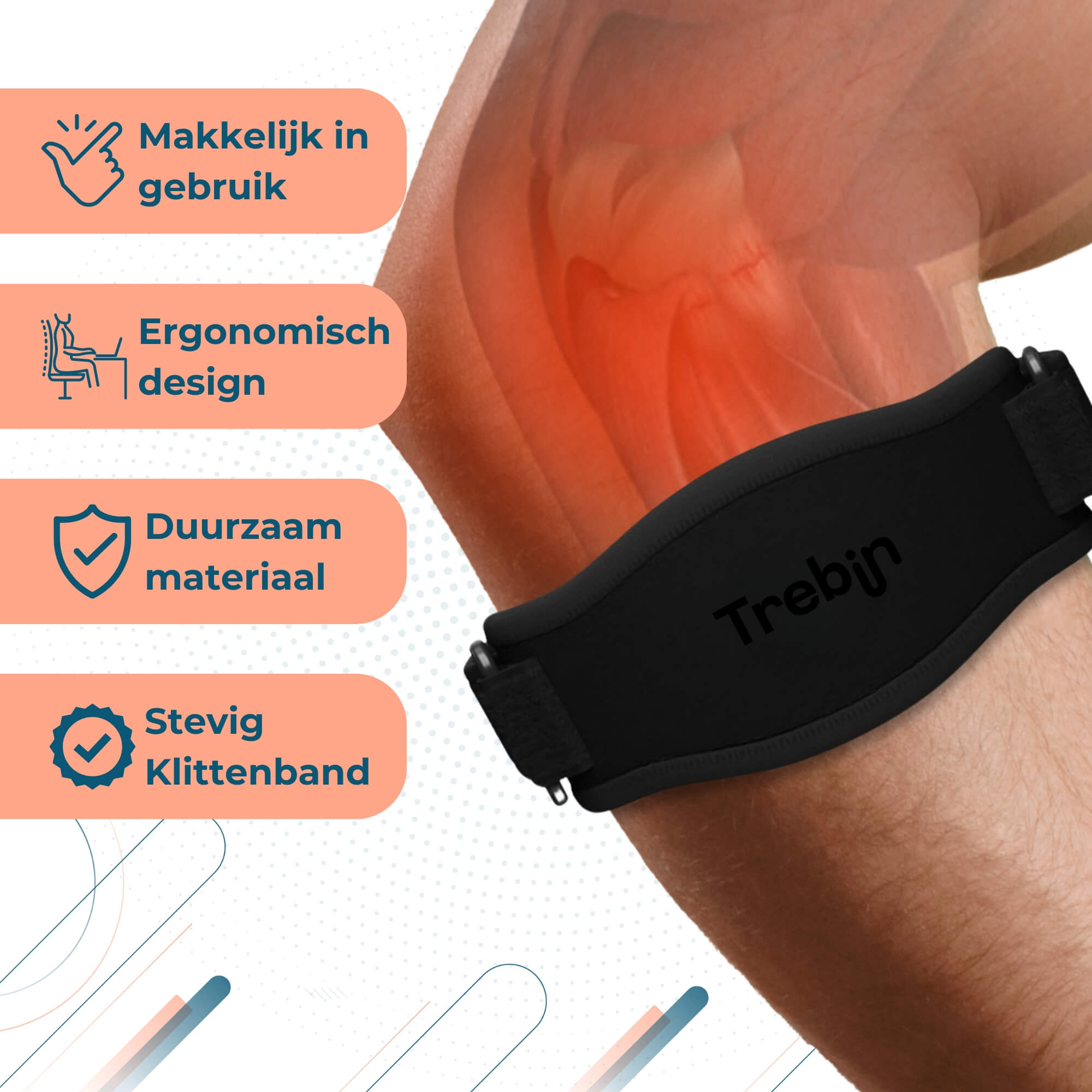 Trebin Elleboogbrace – Zwart, One Size