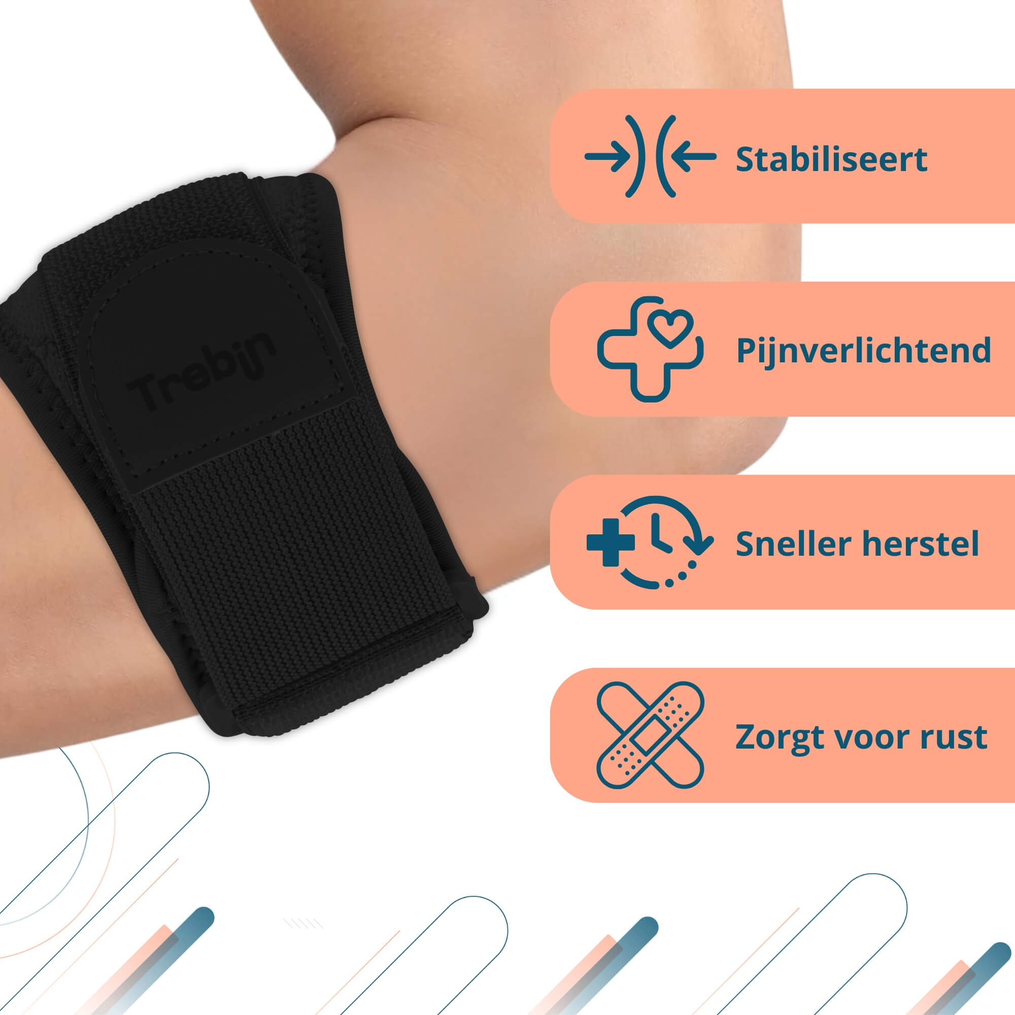 Trebin Elleboogbrace – Zwart, One Size