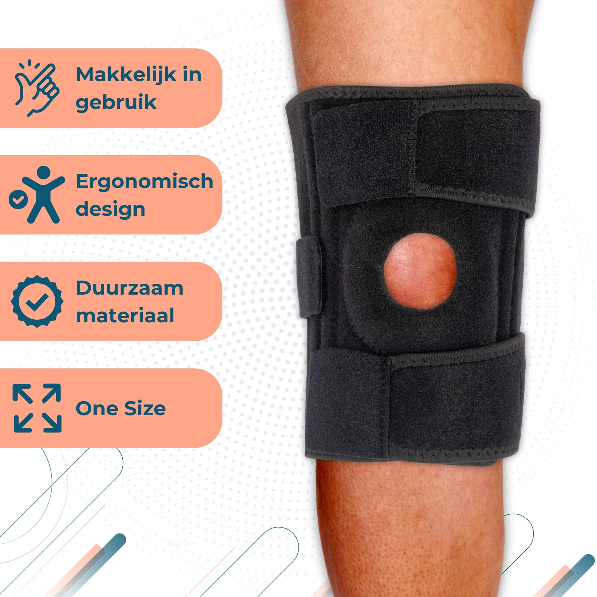 Trebin Kniebrace - Zwart - One Size