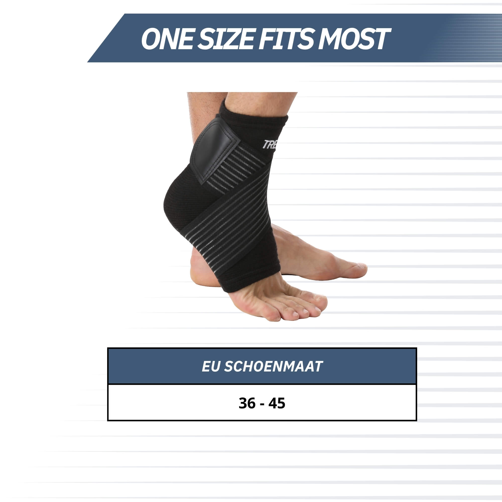 Enkelbrace met strap - Zwart (One Size)