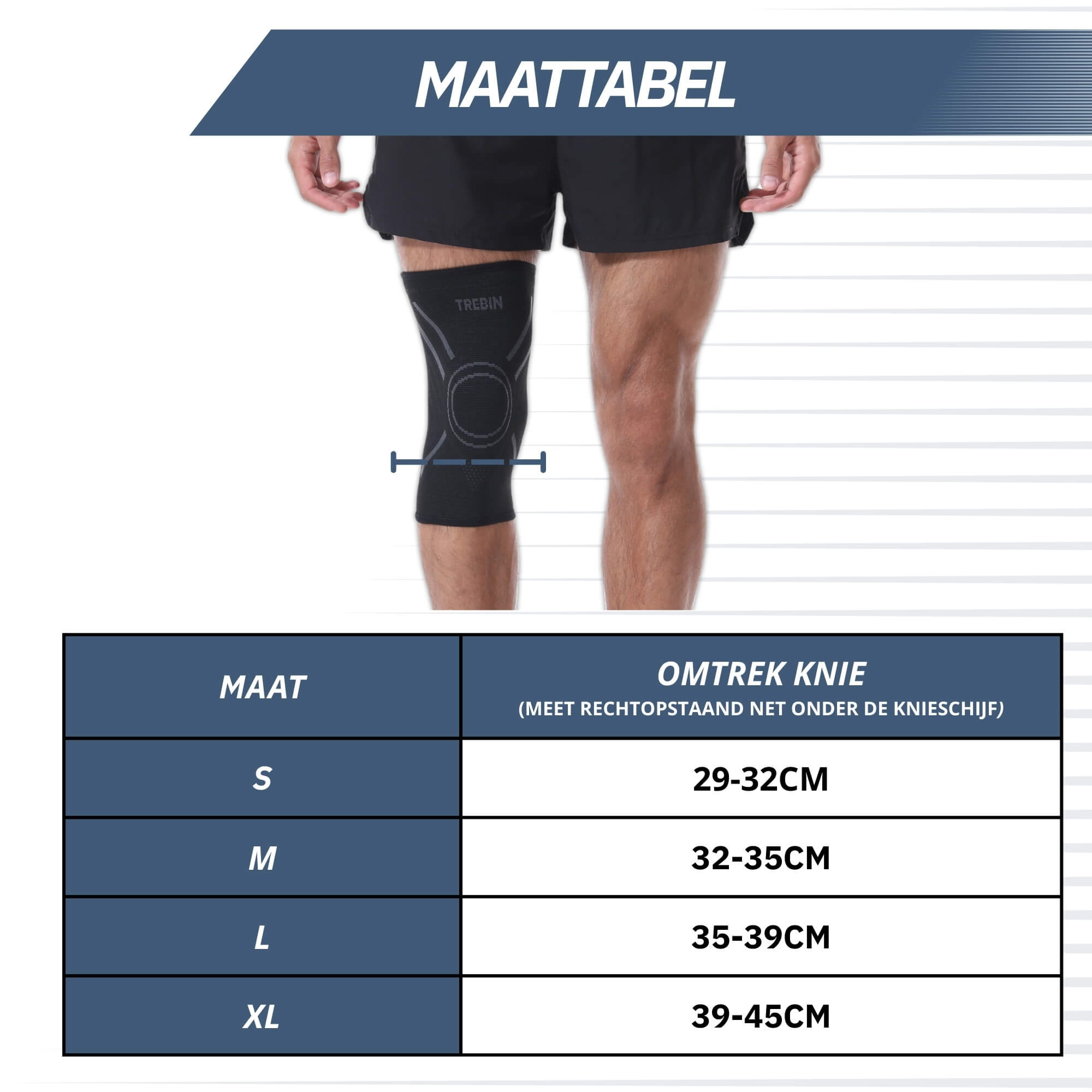 Trebin Kniebrace met Anti-Slip - Zwart/Grijs