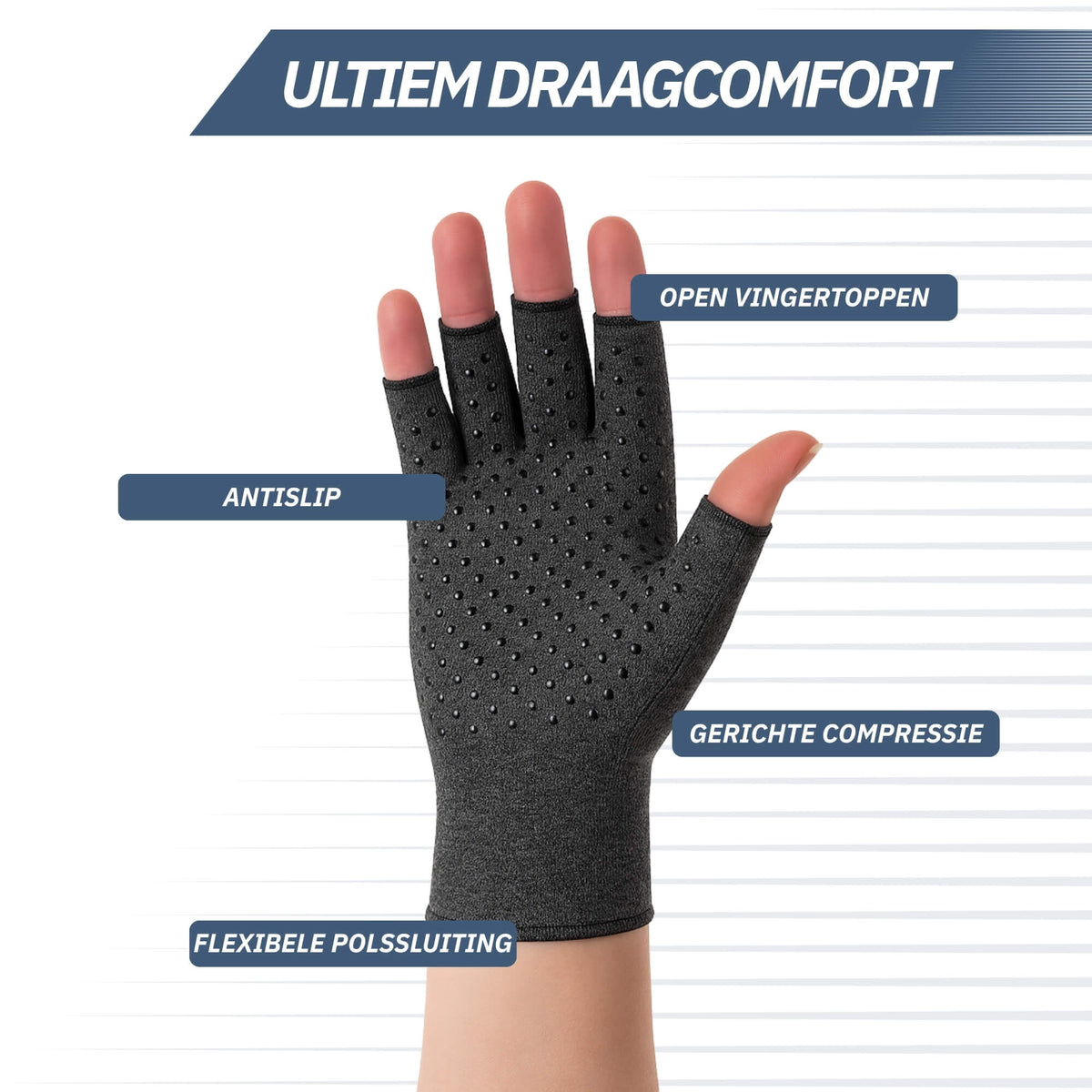 Reumahandschoenen met Antislip – Grijs