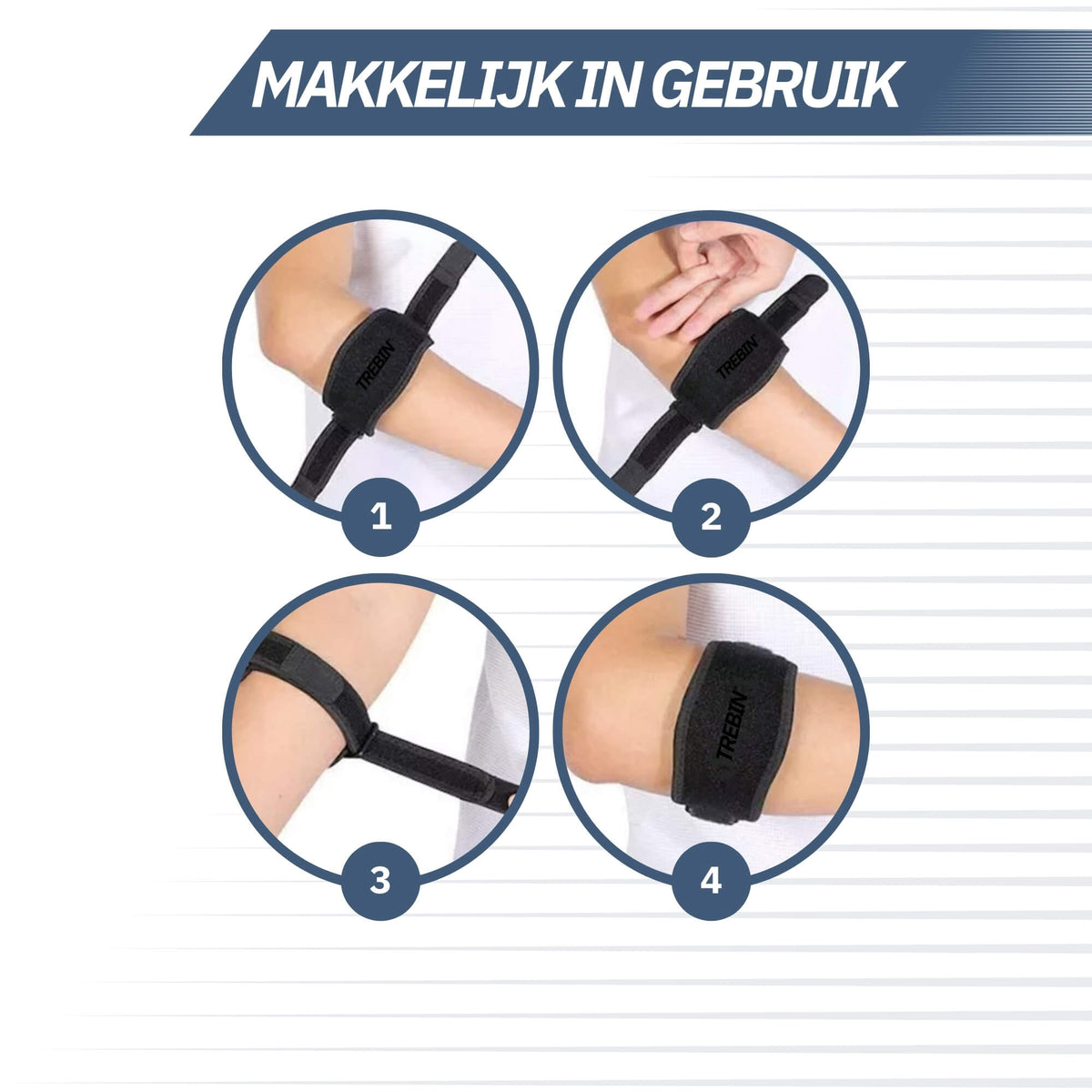 Elleboogbrace met Gelpelotte – Zwart One Size