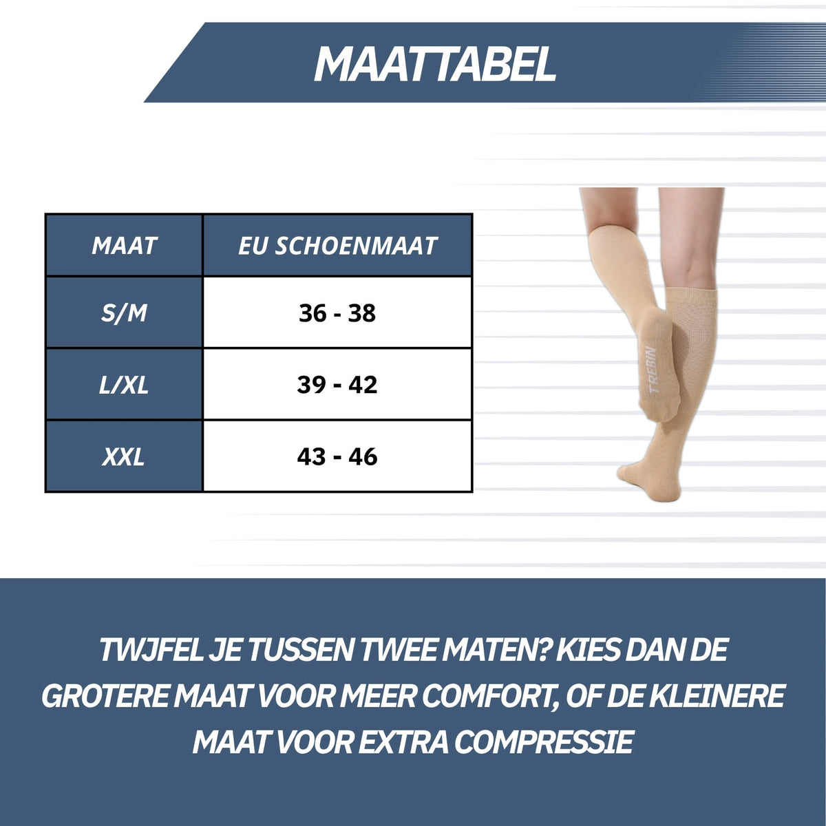 Compressiekousen 20-30 mmHg – Beige 3-Pack