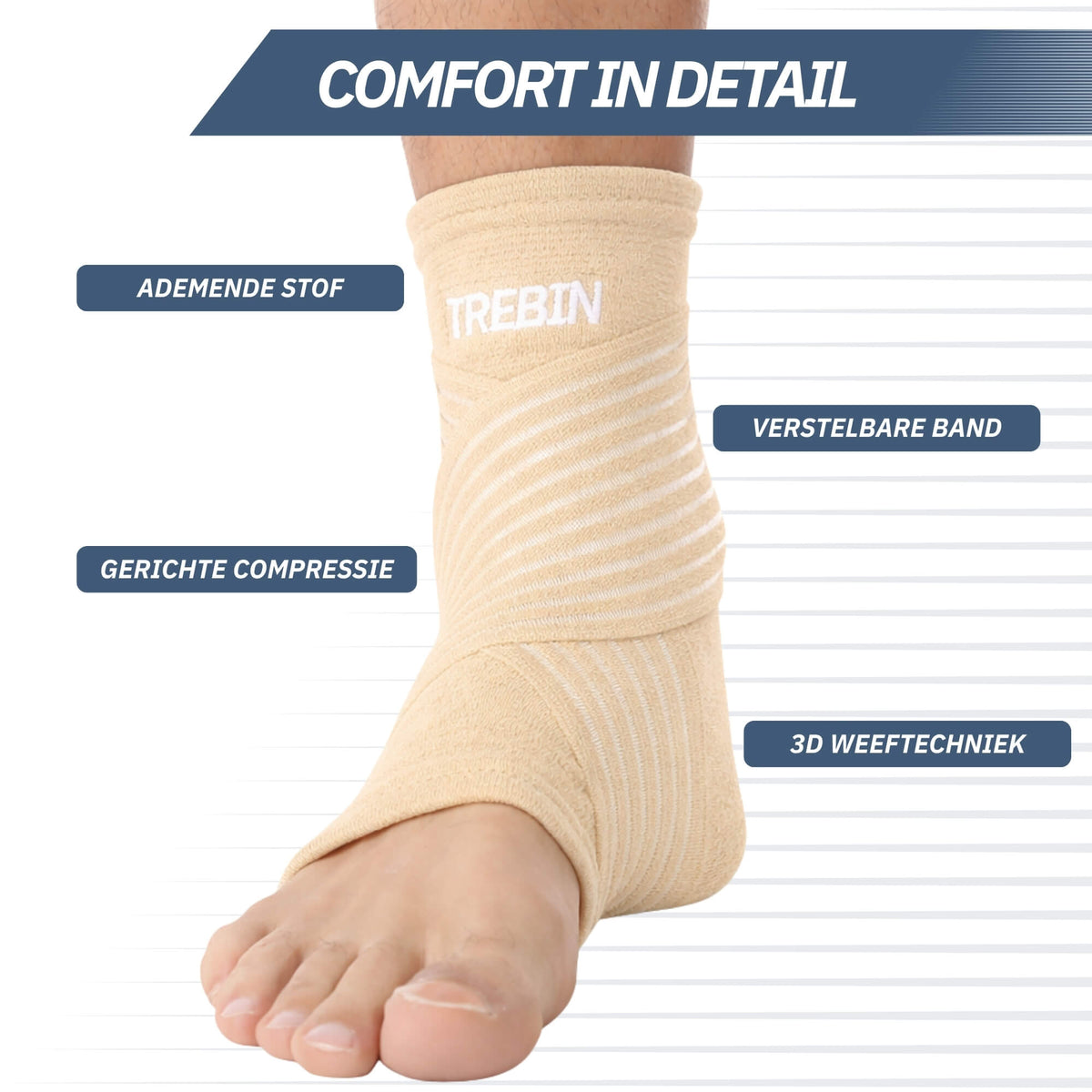 Enkelbrace met Strap – Beige One Size