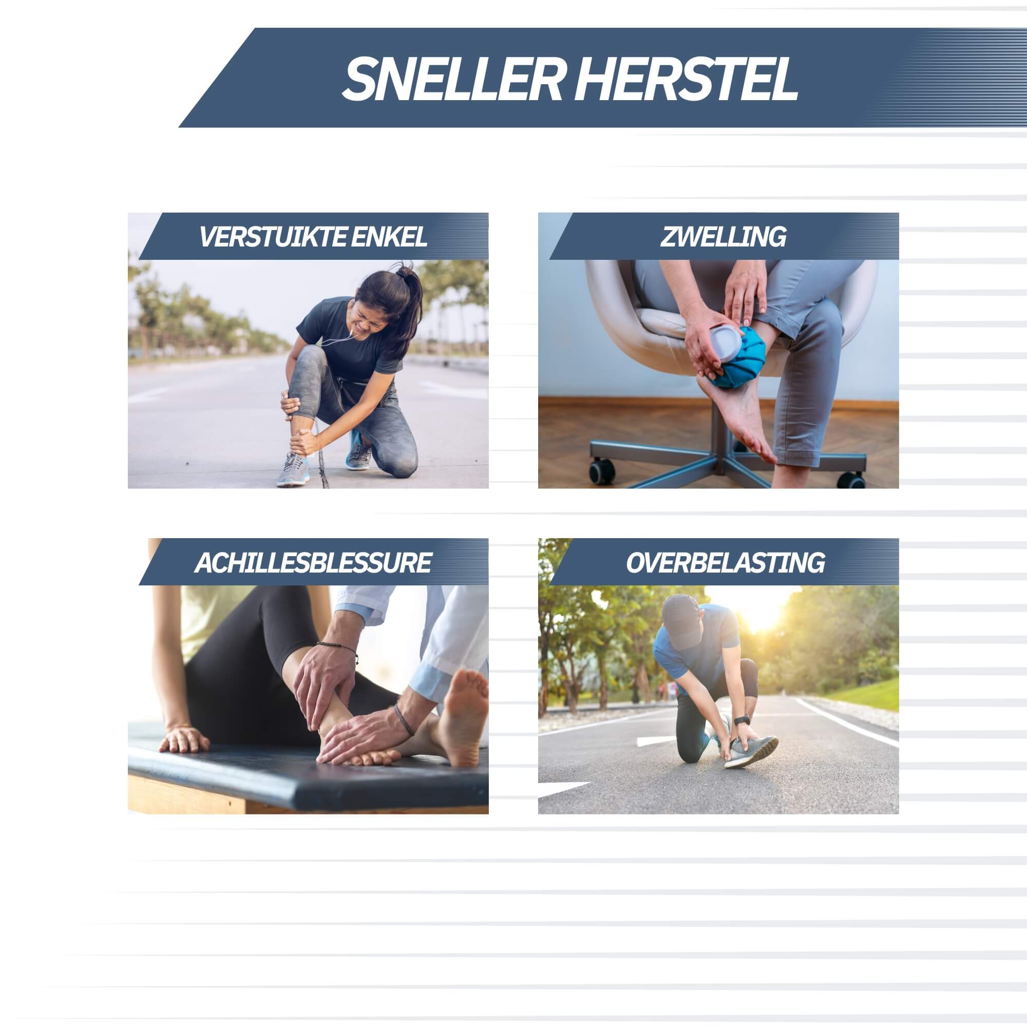 Enkelbrace met strap - Zwart (One Size)