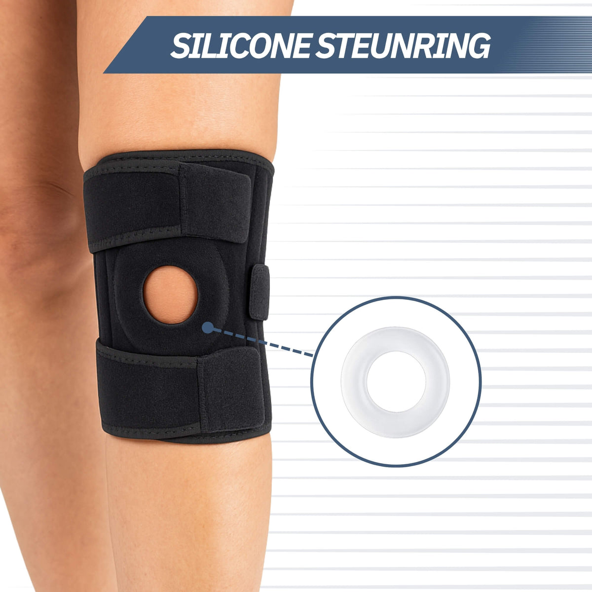 Kniebrace verstelbaar - Zwart (One Size)