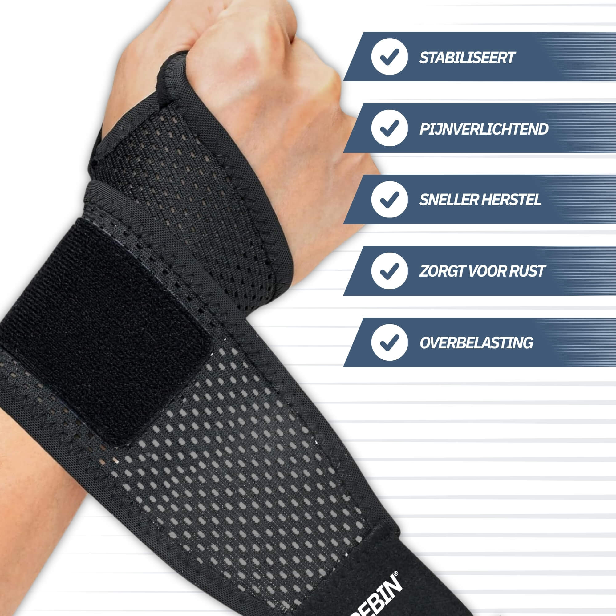 Lichtgewicht Polsbrace – Zwart (One Size)