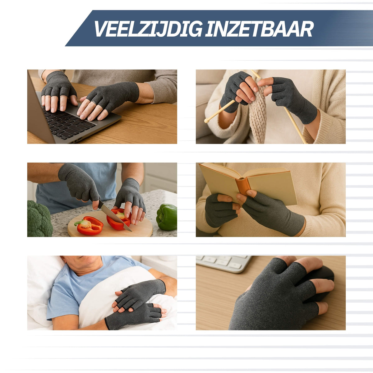 Reumahandschoenen met Antislip – Grijs