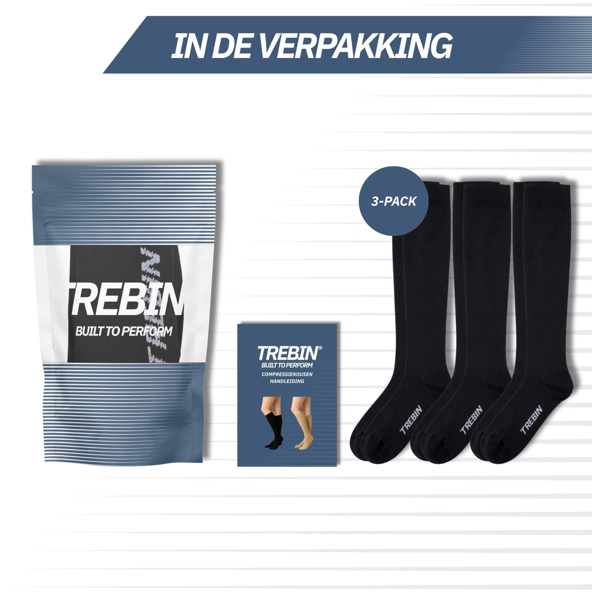 Compressiekousen 20-30 mmHg – Zwart 3-Pack