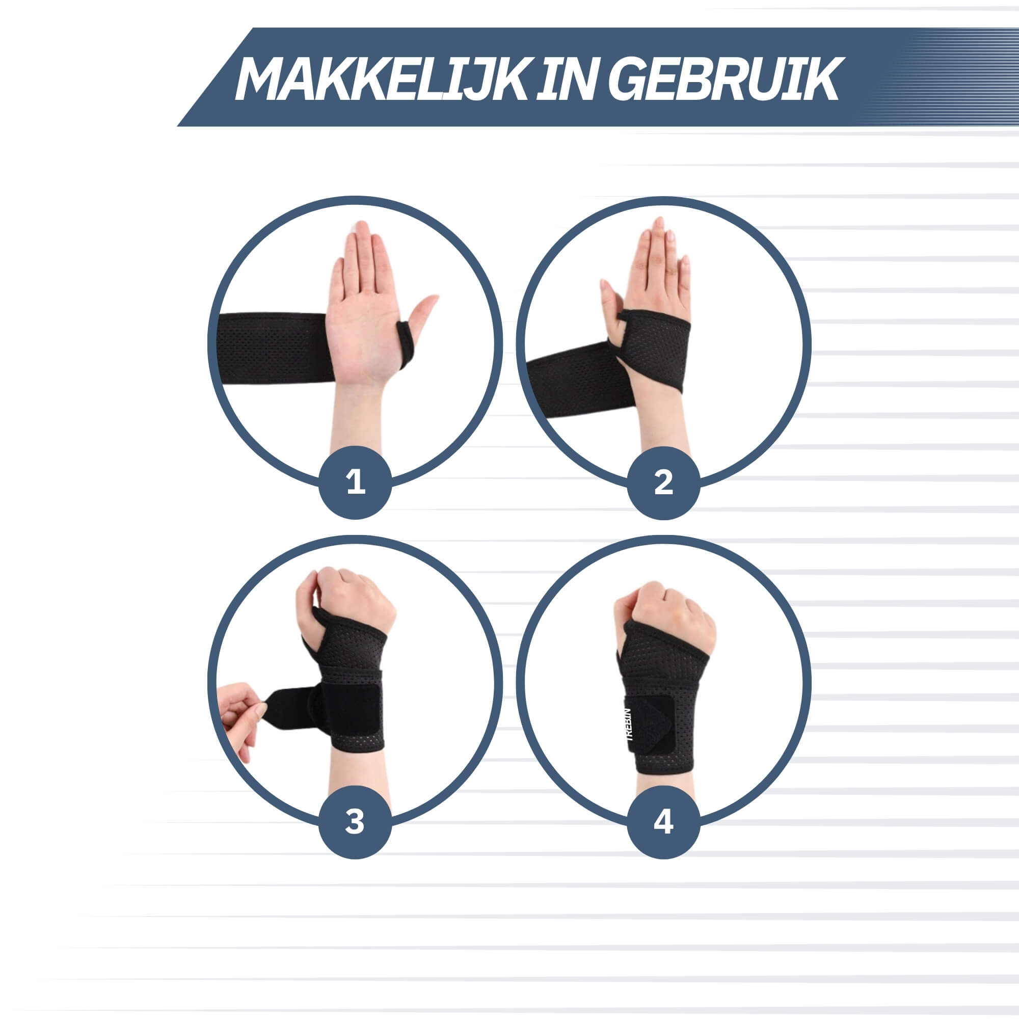 Lichtgewicht Polsbrace – Zwart (One Size)