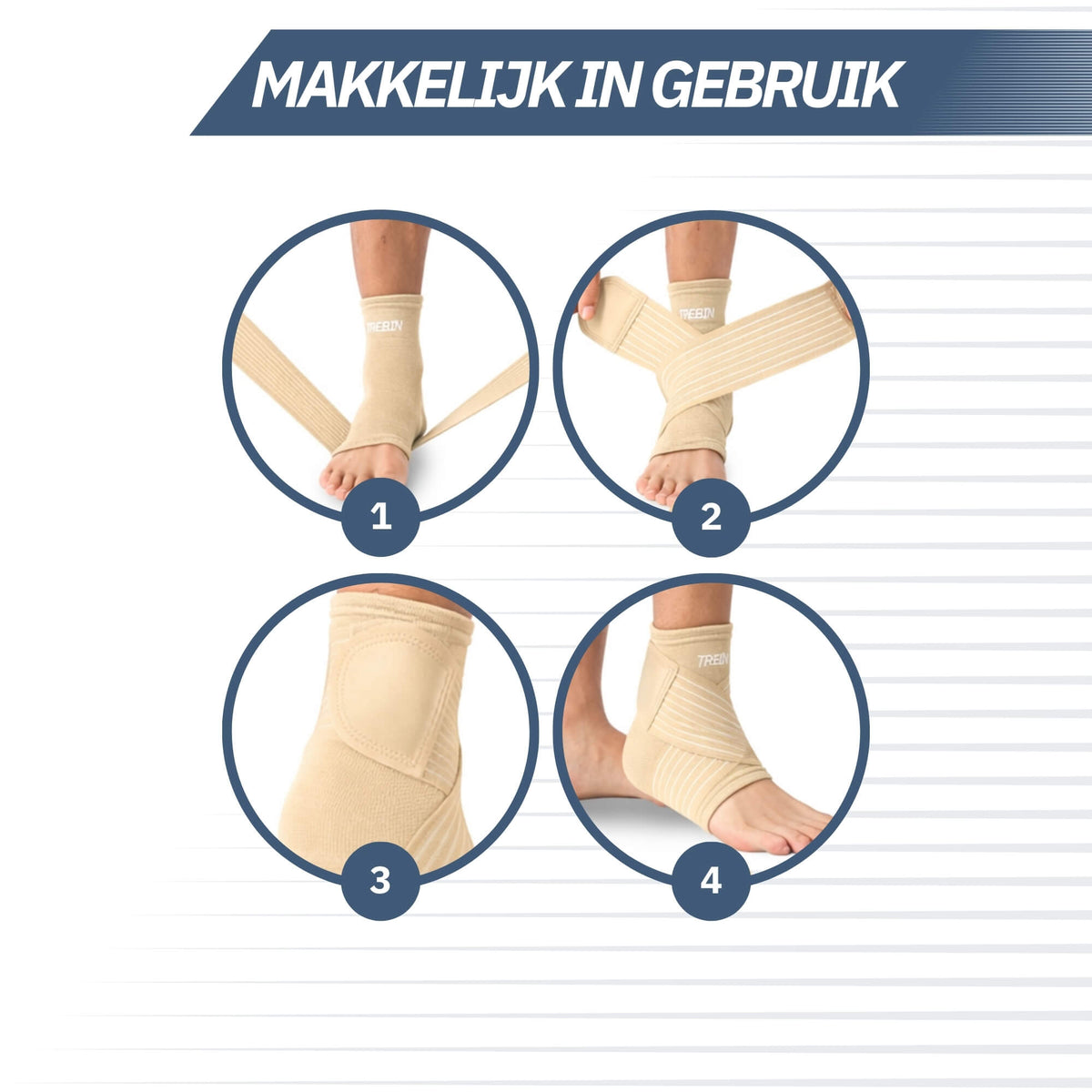 Enkelbrace met Strap – Beige One Size