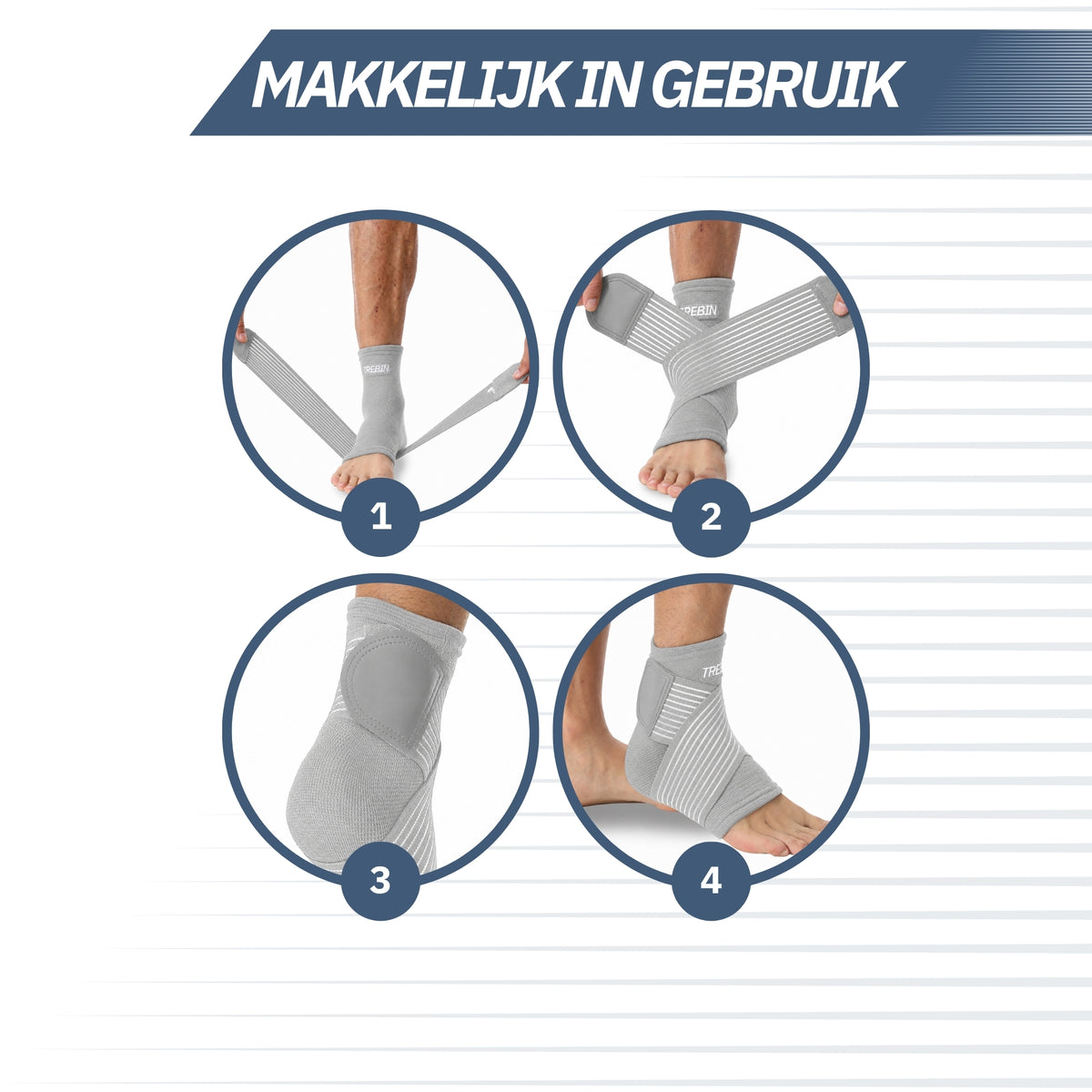 Enkelbrace met Strap – Grijs One Size