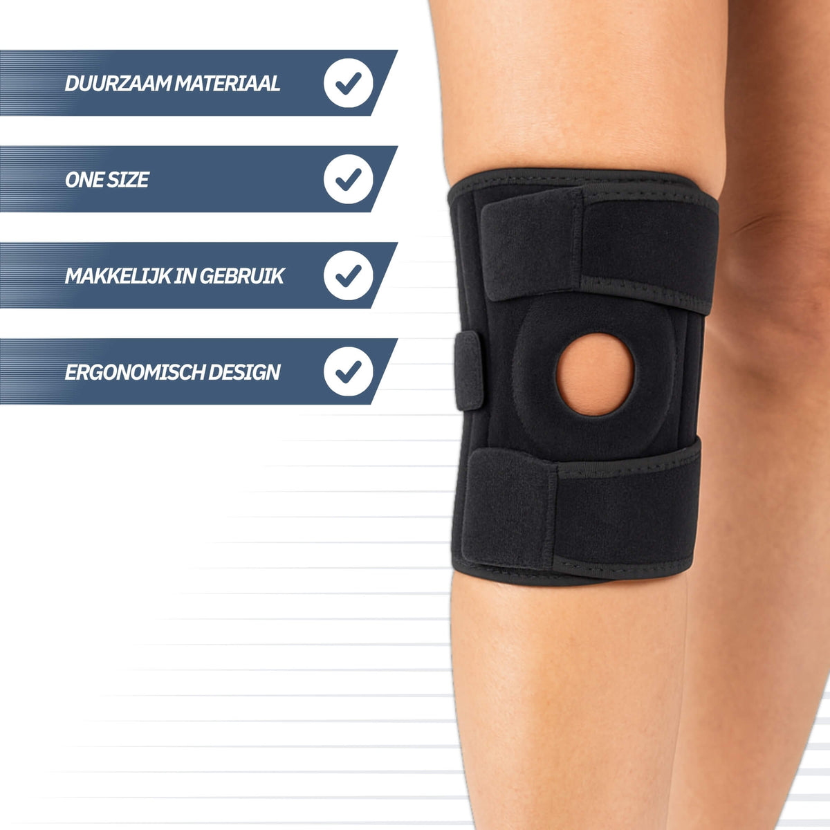 Kniebrace verstelbaar - Zwart (One Size)