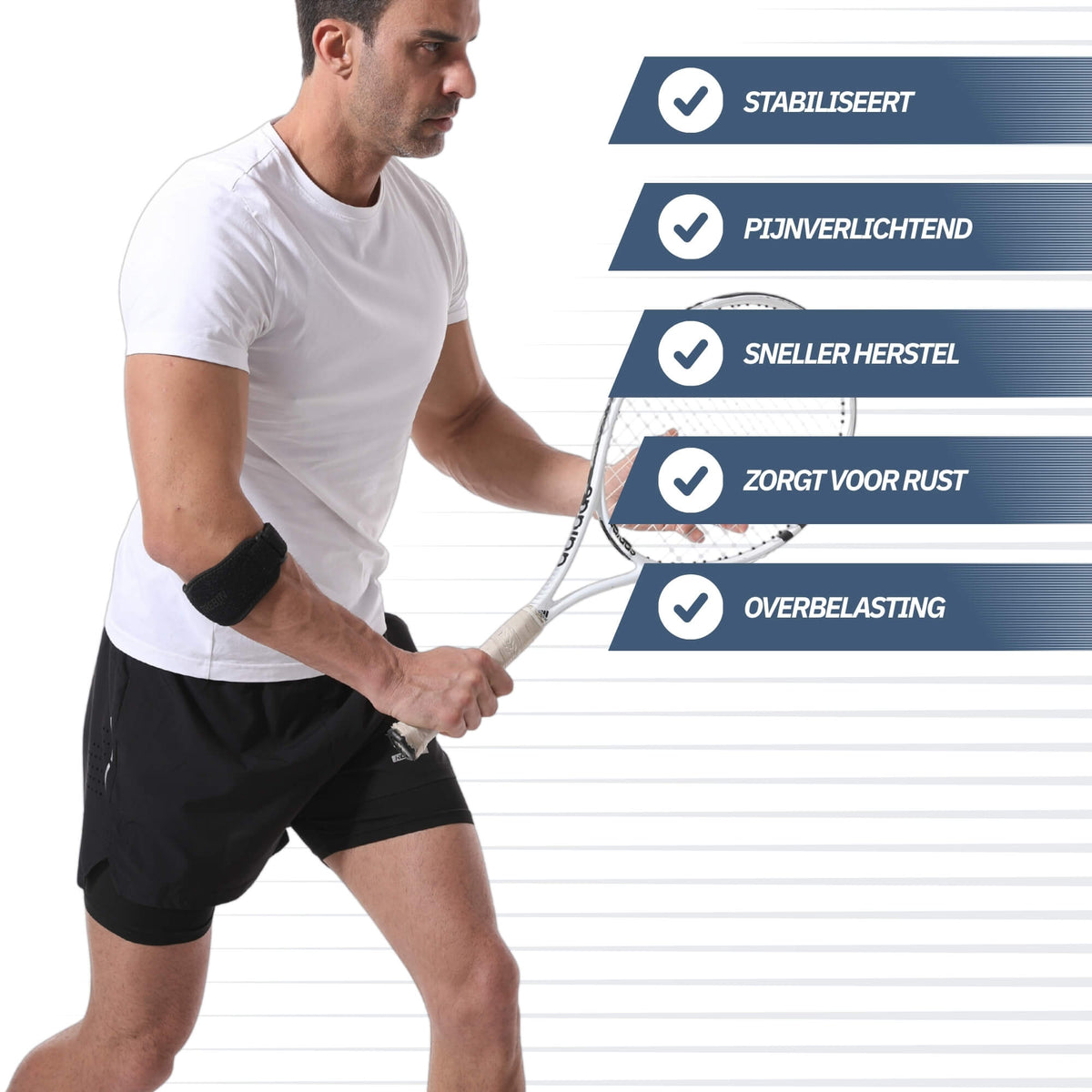 Elleboogbrace met Gelpelotte – Zwart One Size