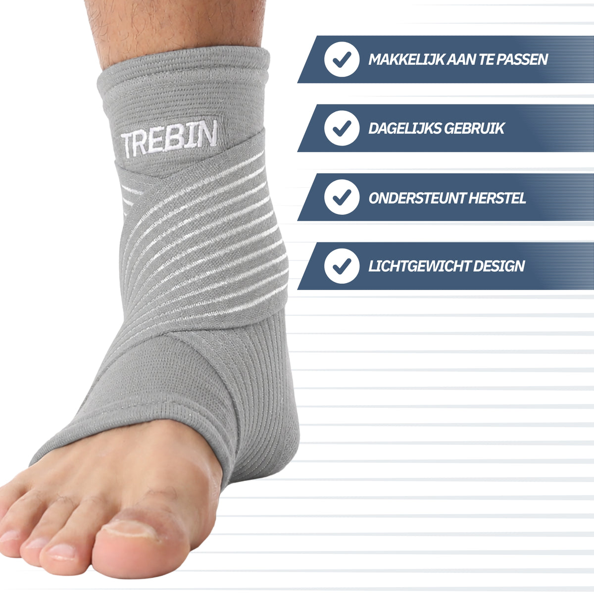 Enkelbrace met Strap – Grijs One Size