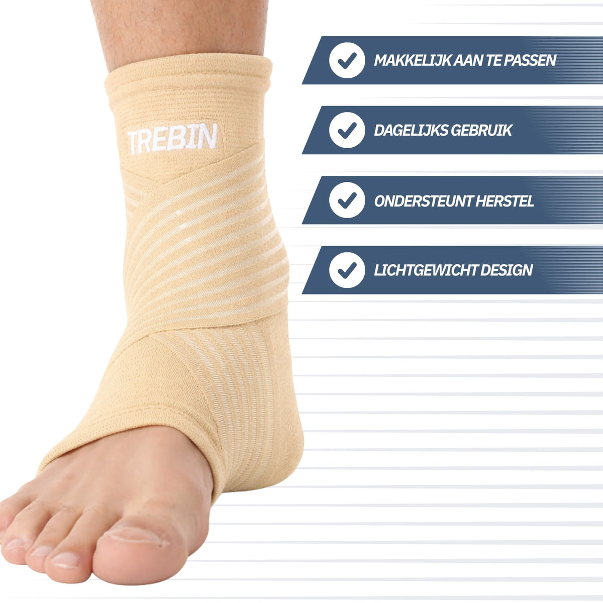 Enkelbrace met Strap – Beige One Size