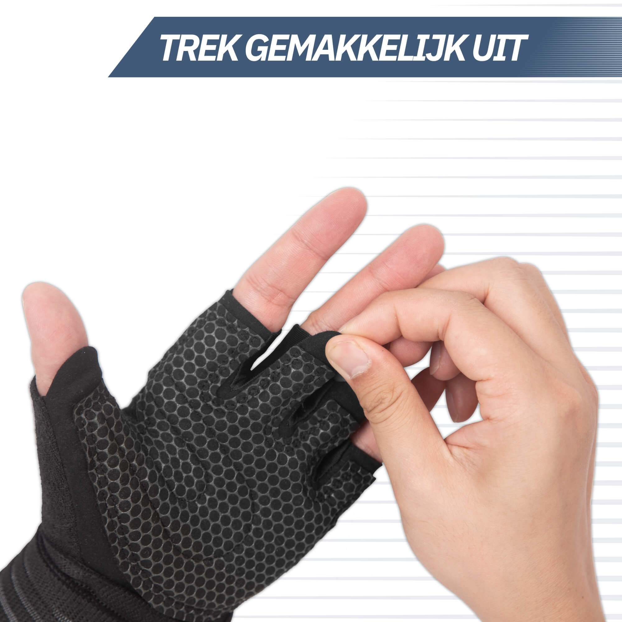 Trebin Fitnesshandschoenen met Polsband - Inclusief Mesh Opbergzakje - Zwart