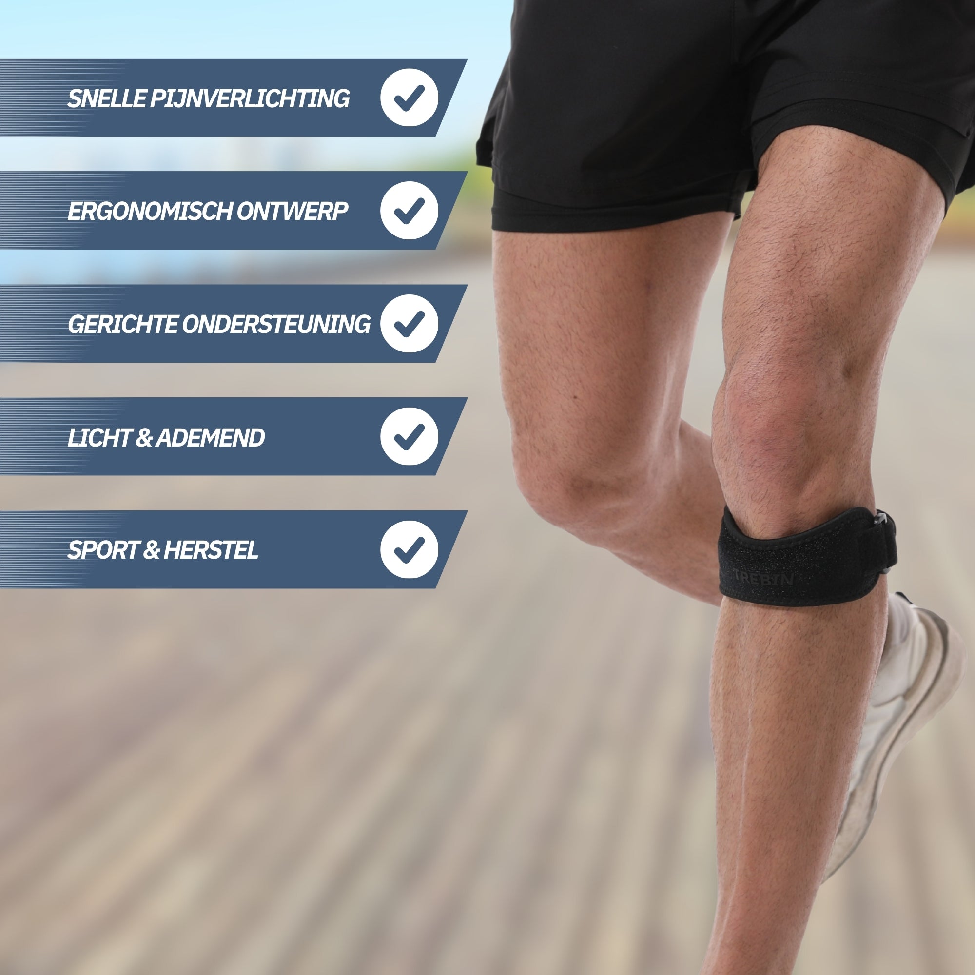 Patellabrace – Zwart (One Size)