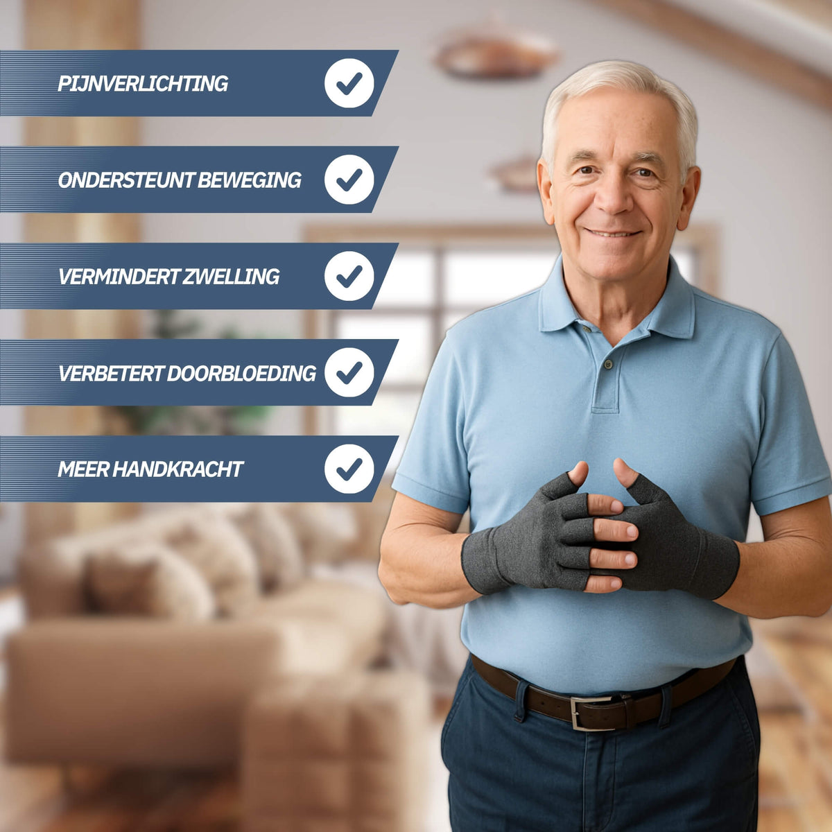 Reumahandschoenen met Antislip – Grijs