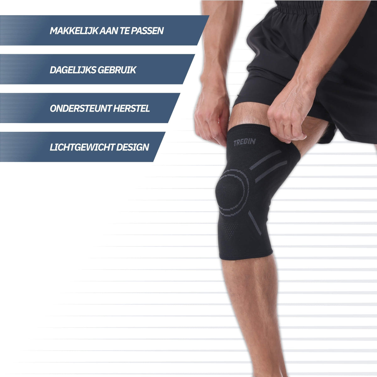 Kniebrace met Anti-Slip - Zwart/Grijs