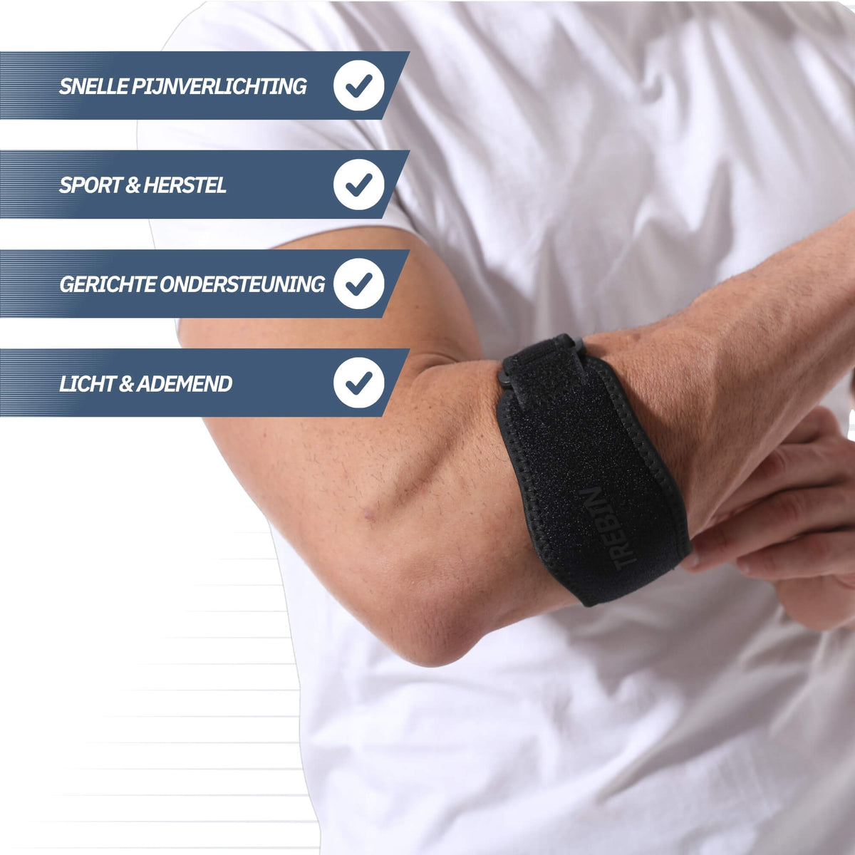 Elleboogbrace met Gelpelotte – Zwart One Size