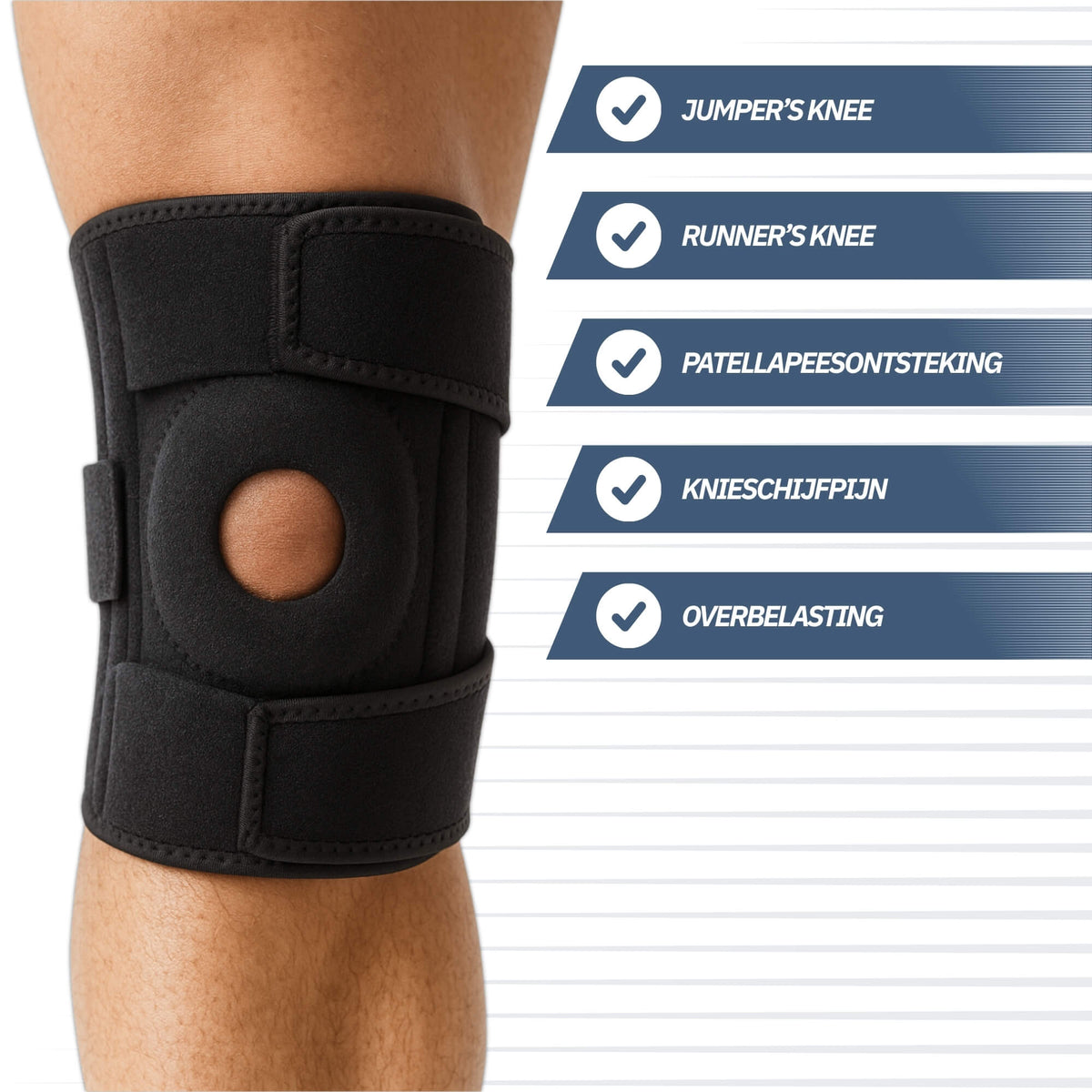 Kniebrace verstelbaar - Zwart (One Size)
