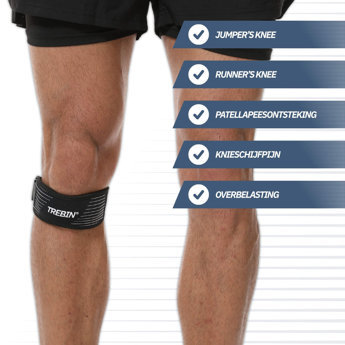 Patellabrace met Gelsteun – Zwart One Size