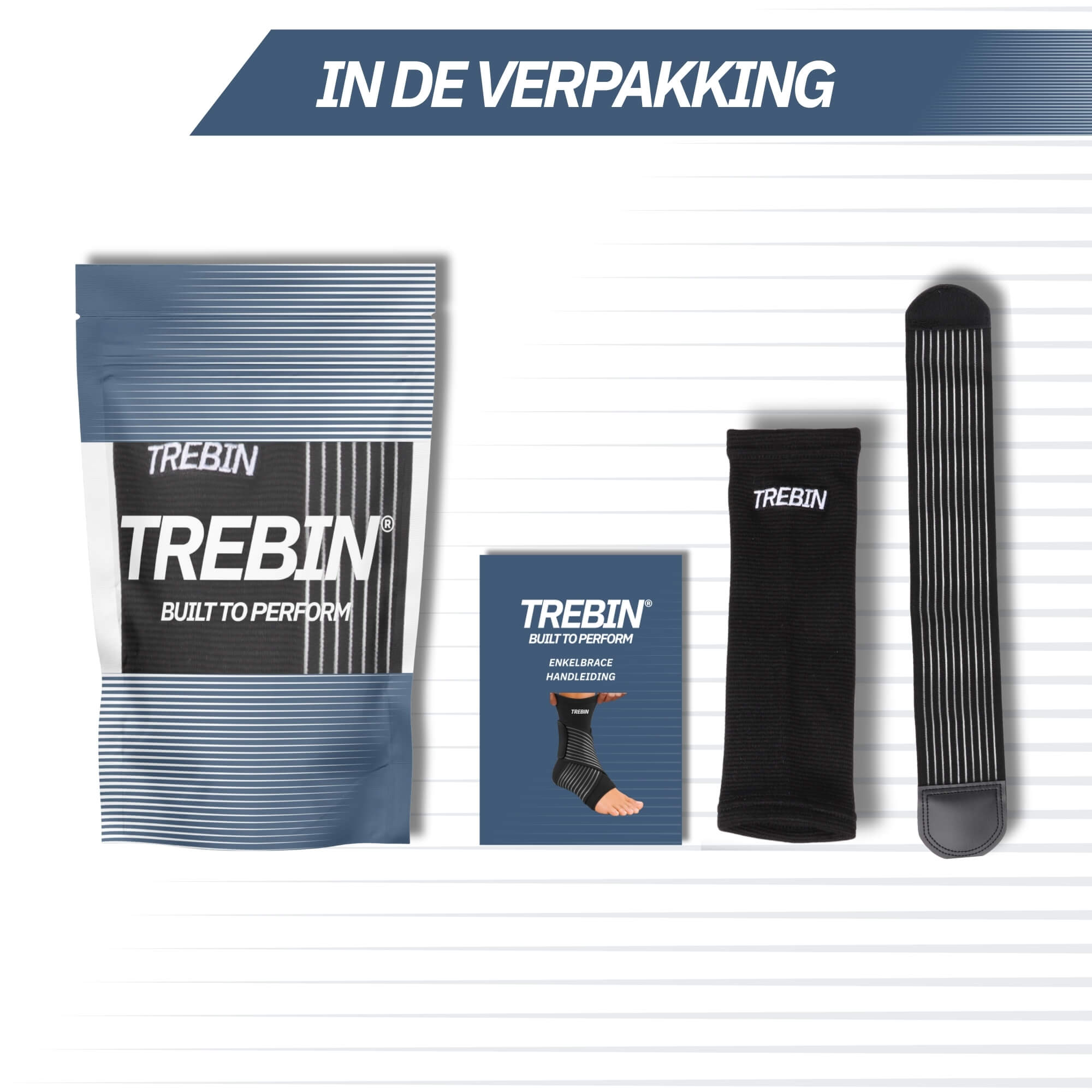 Enkelbrace met strap - Zwart (One Size)