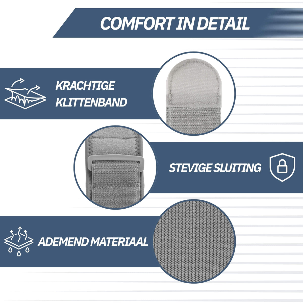 Elleboogbrace met Zachte Pelotte – Grijs One Size